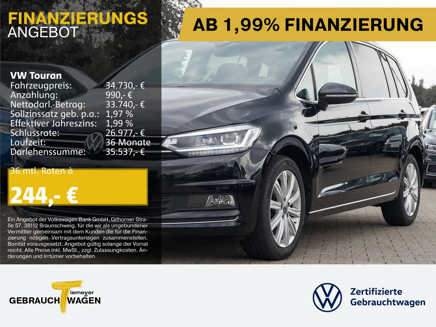 Volkswagen Touran 2.0 TDI DSG HIGHLINE LED 7-SITZE KAMERA A Schwarz - 1