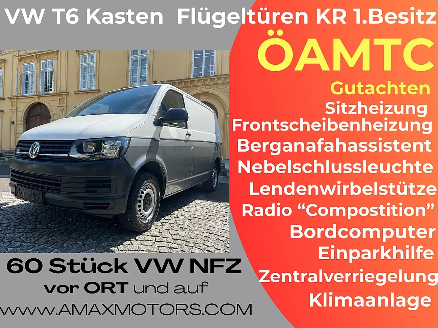 Volkswagen T6 Transporter KR Flügel 4Motion Klima verst. Federn u. Stoßd.... Weiß - 1