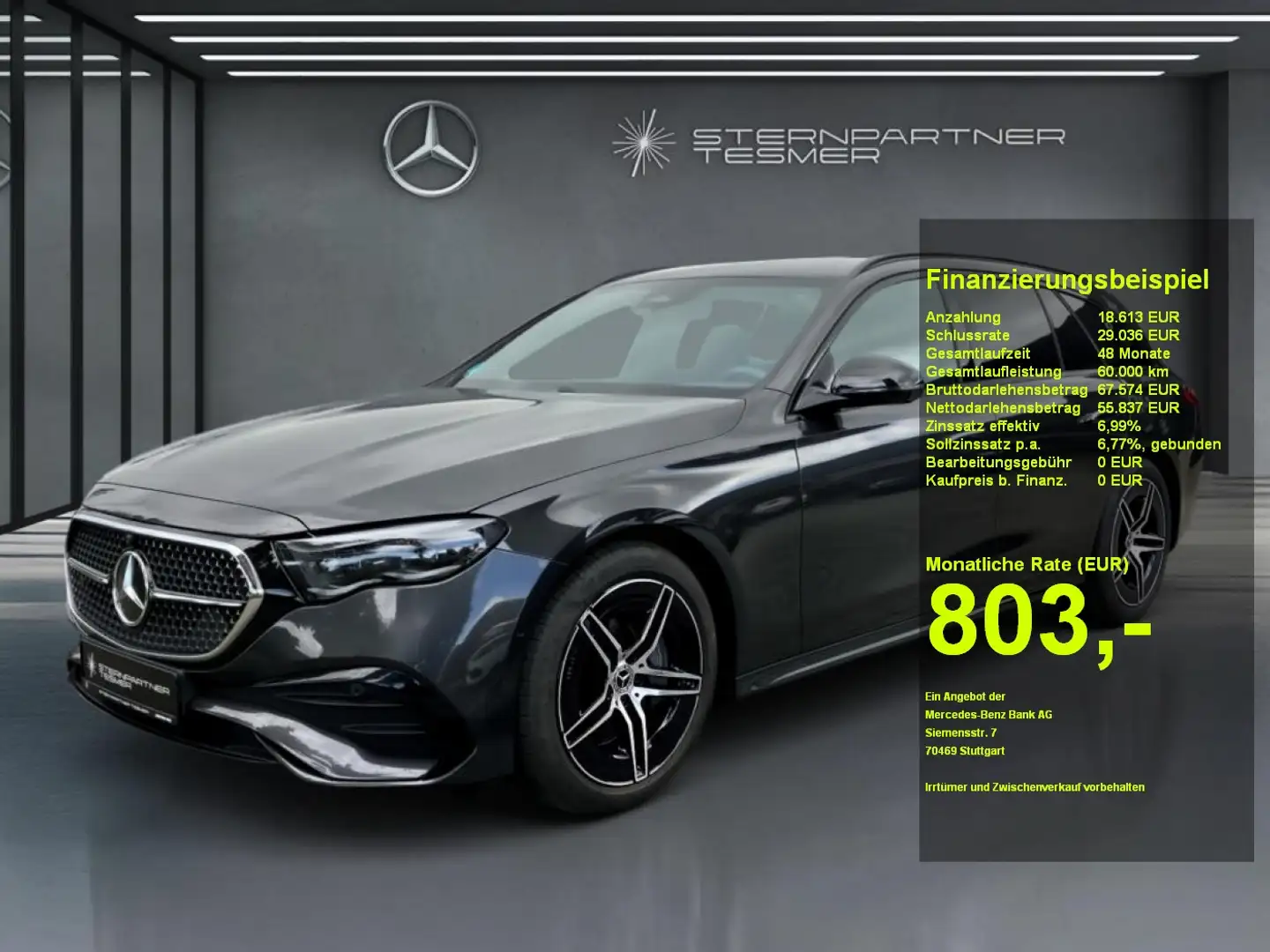 Mercedes-Benz E 450 4M T AMG Night MBUX Memory AHK 360° Distr. Grau - 1