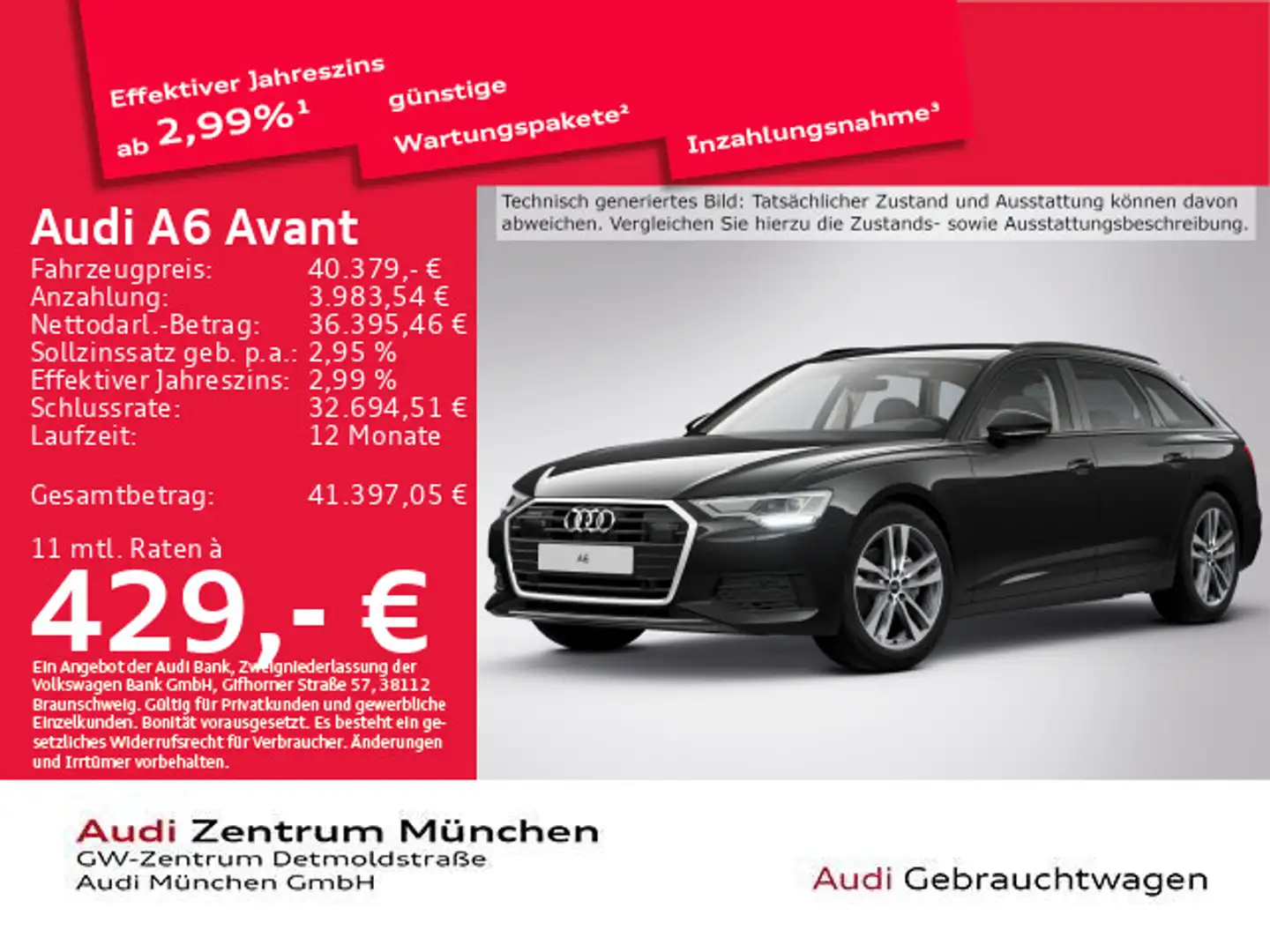 Audi A6 40 TDI StdHzg/ACC/AHK/Navi+ Schwarz - 1