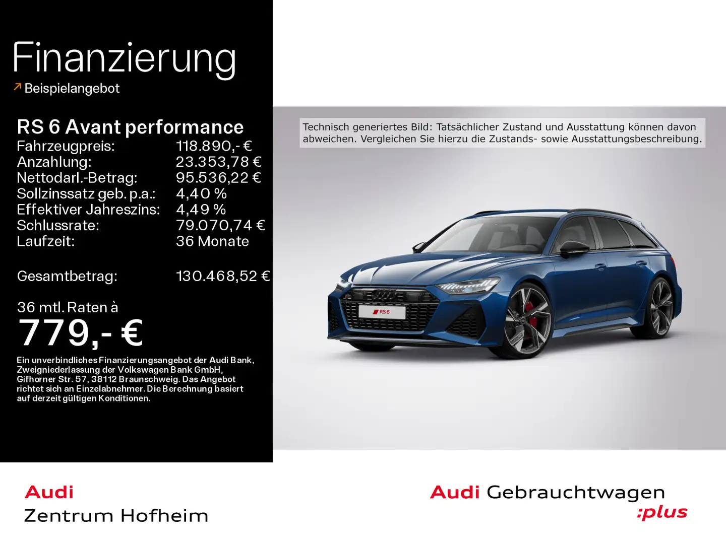 Audi RS6 *280 km/h*B&O*Standh*Laser Blau - 1