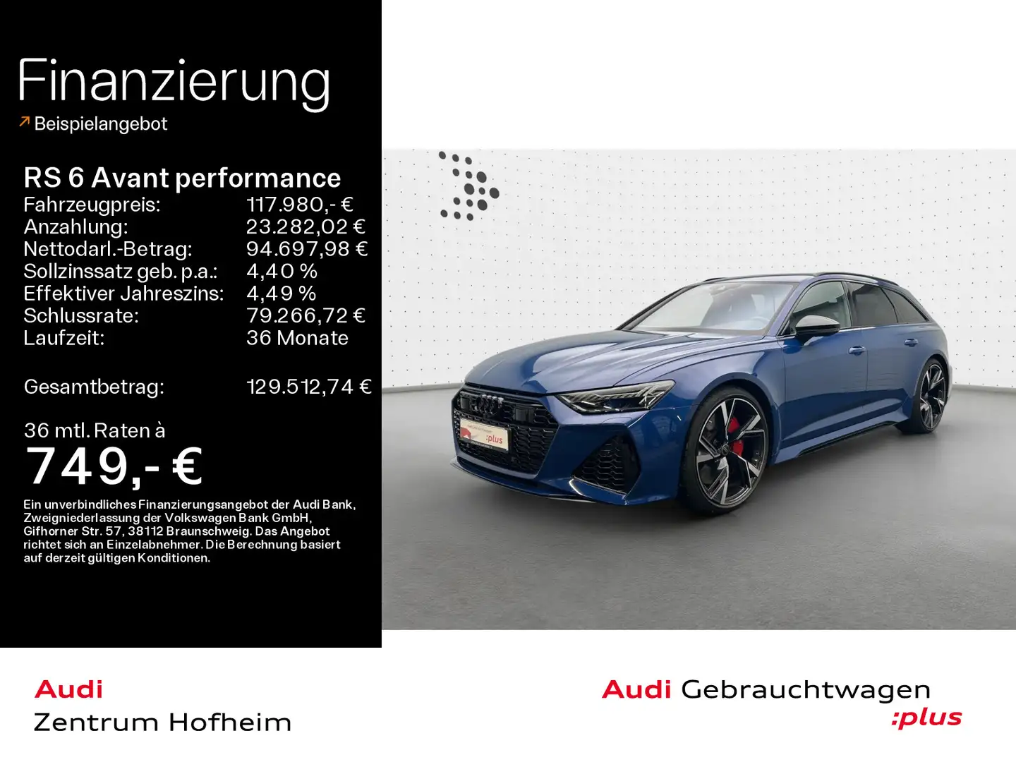 Audi RS6 *280 km/h*B&O*Standh*Laser Blau - 1