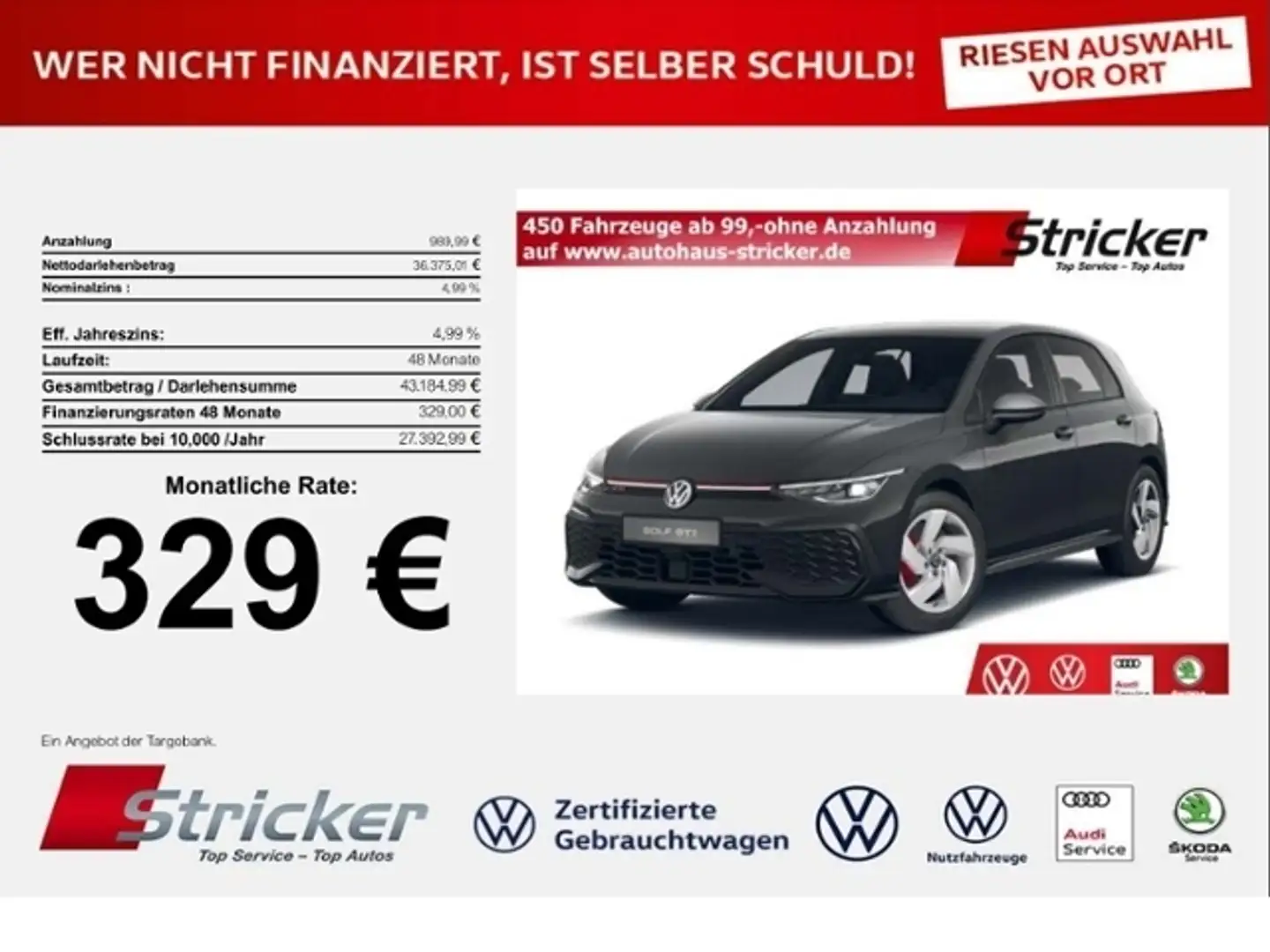 Volkswagen Golf GTI 2.0 TSI 265 PS DSG 329,- mtl! RFK ACC APP-Con Gris - 1