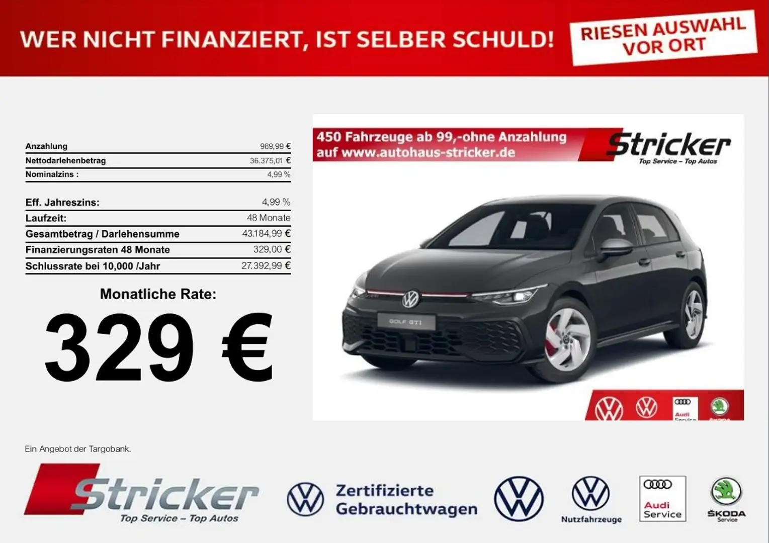 Volkswagen Golf GTI 2.0 TSI 265 PS DSG 329,- mtl! RFK ACC APP-Con Gris - 2