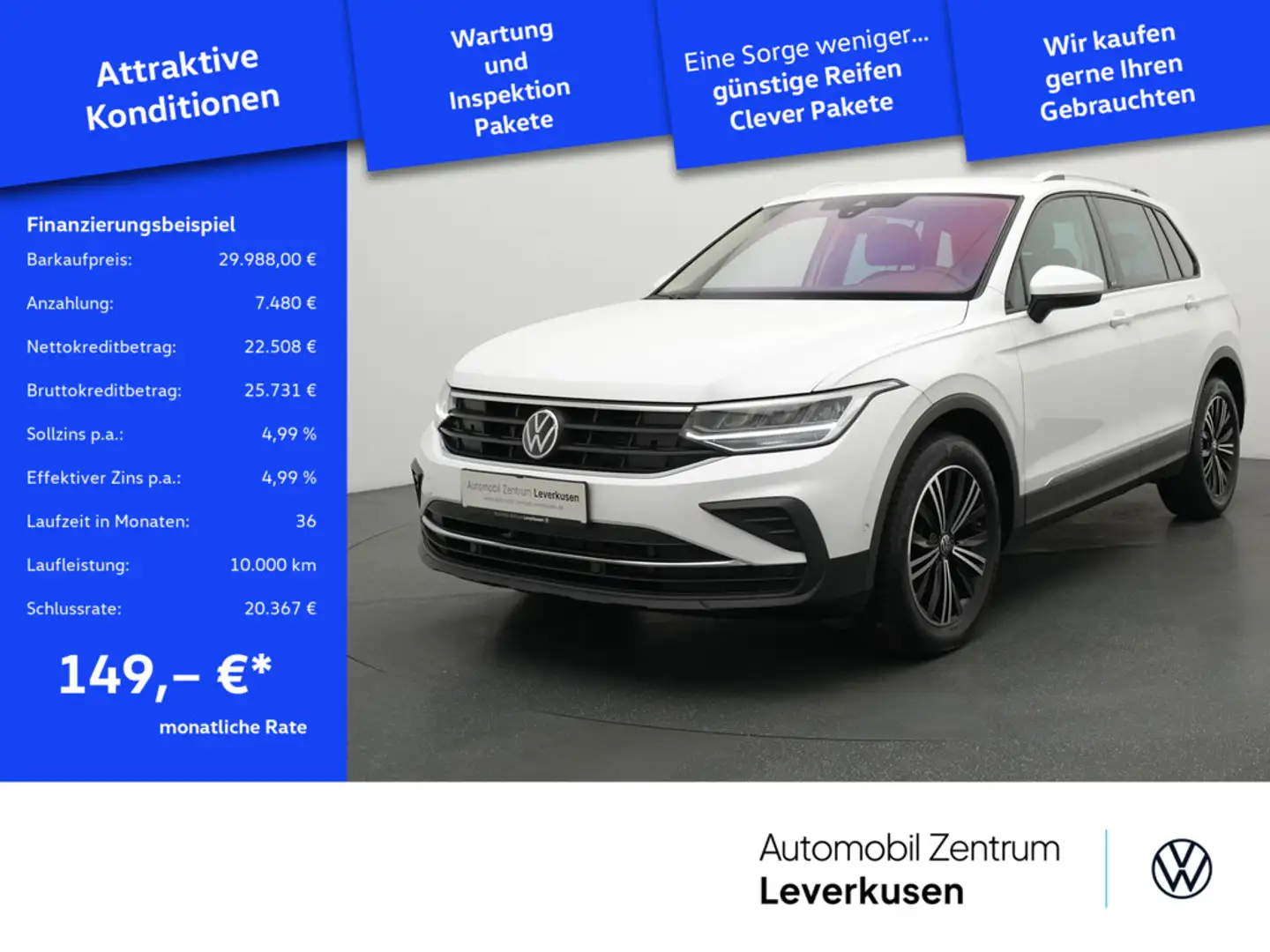 Volkswagen Tiguan Active DSG AHK ACC NAVI LED KAM KLIMA Weiß - 1