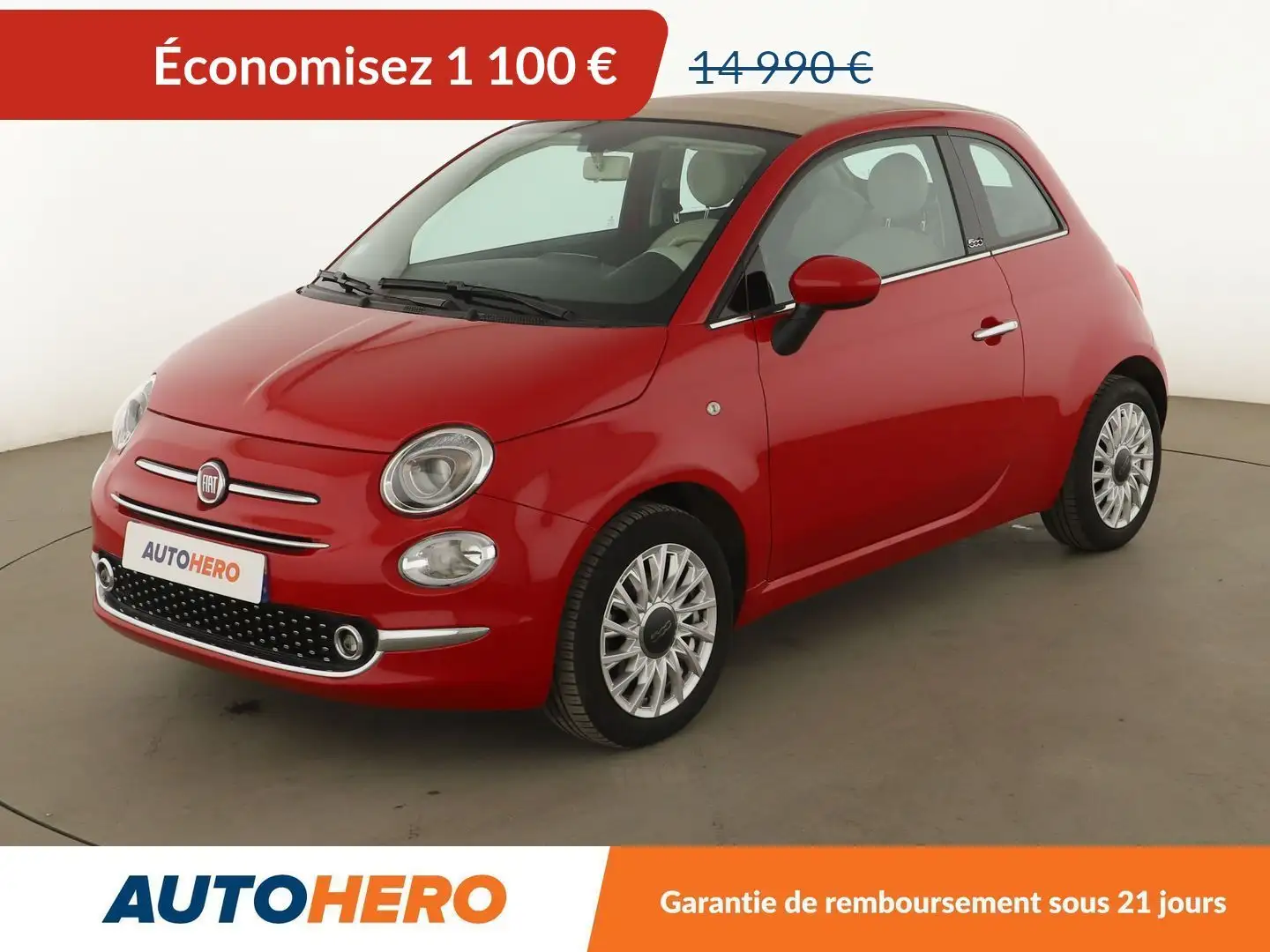 Fiat 500C C 1.2 Lounge Dualogic Rouge - 1