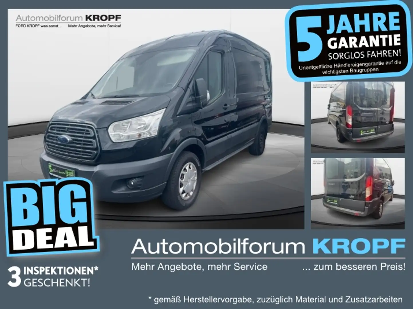 Ford Transit Kasten 2.0 TDCi 350 L2 Trend NAVI SPURH Zwart - 1