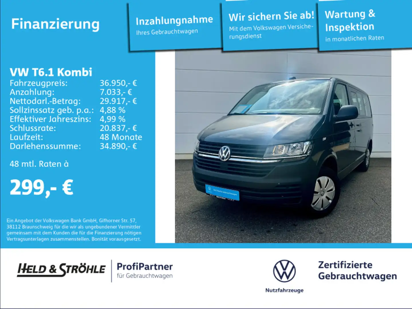 Volkswagen T6.1 Kombi 2.0 TDI KR 9-SITZER NAV SHZ AHK PDC Grau - 1
