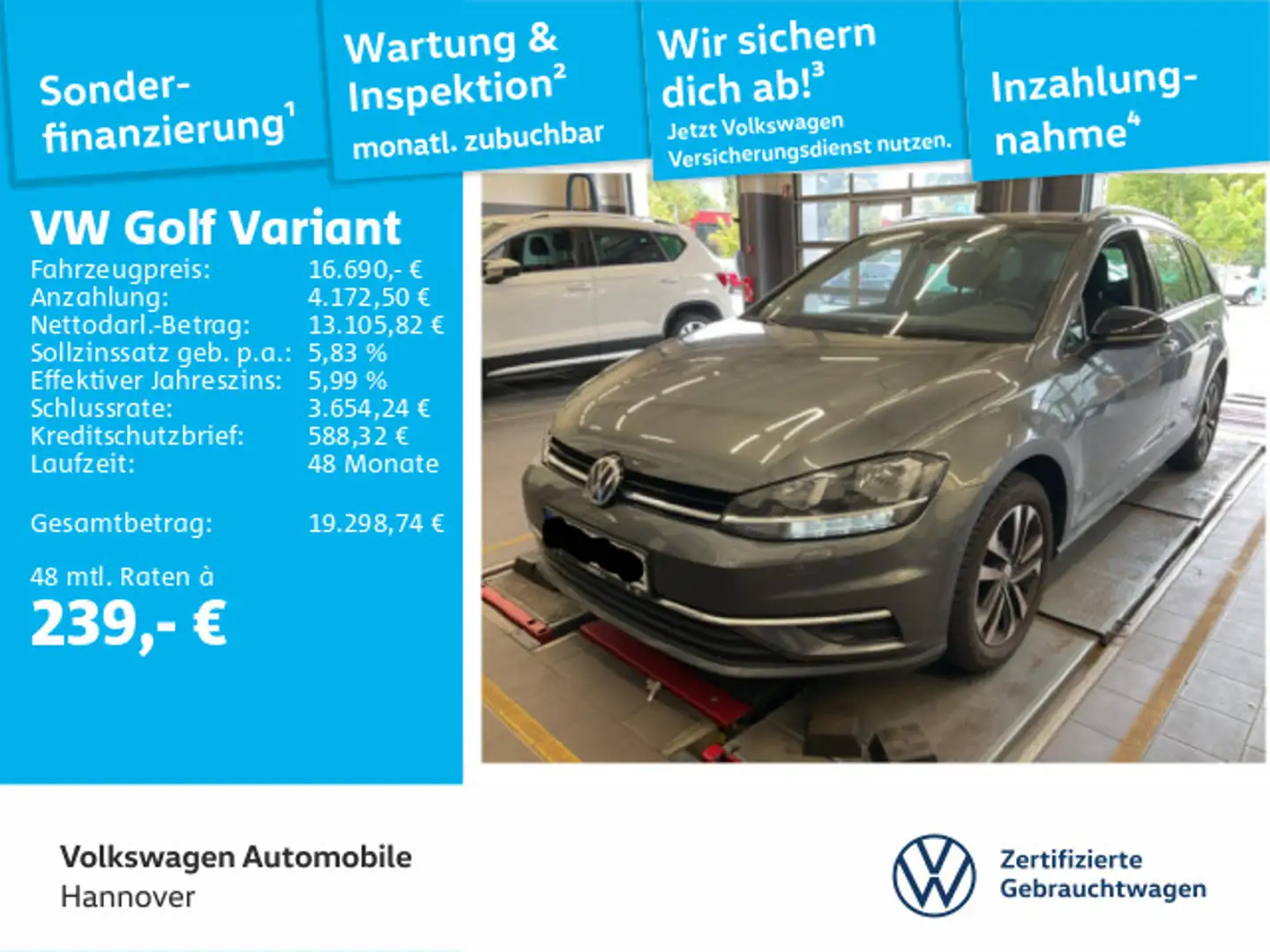Volkswagen Golf Variant Golf VII Variant 1.6 TDI IQ.DRIVE Navi AHK STHZG Grau - 1