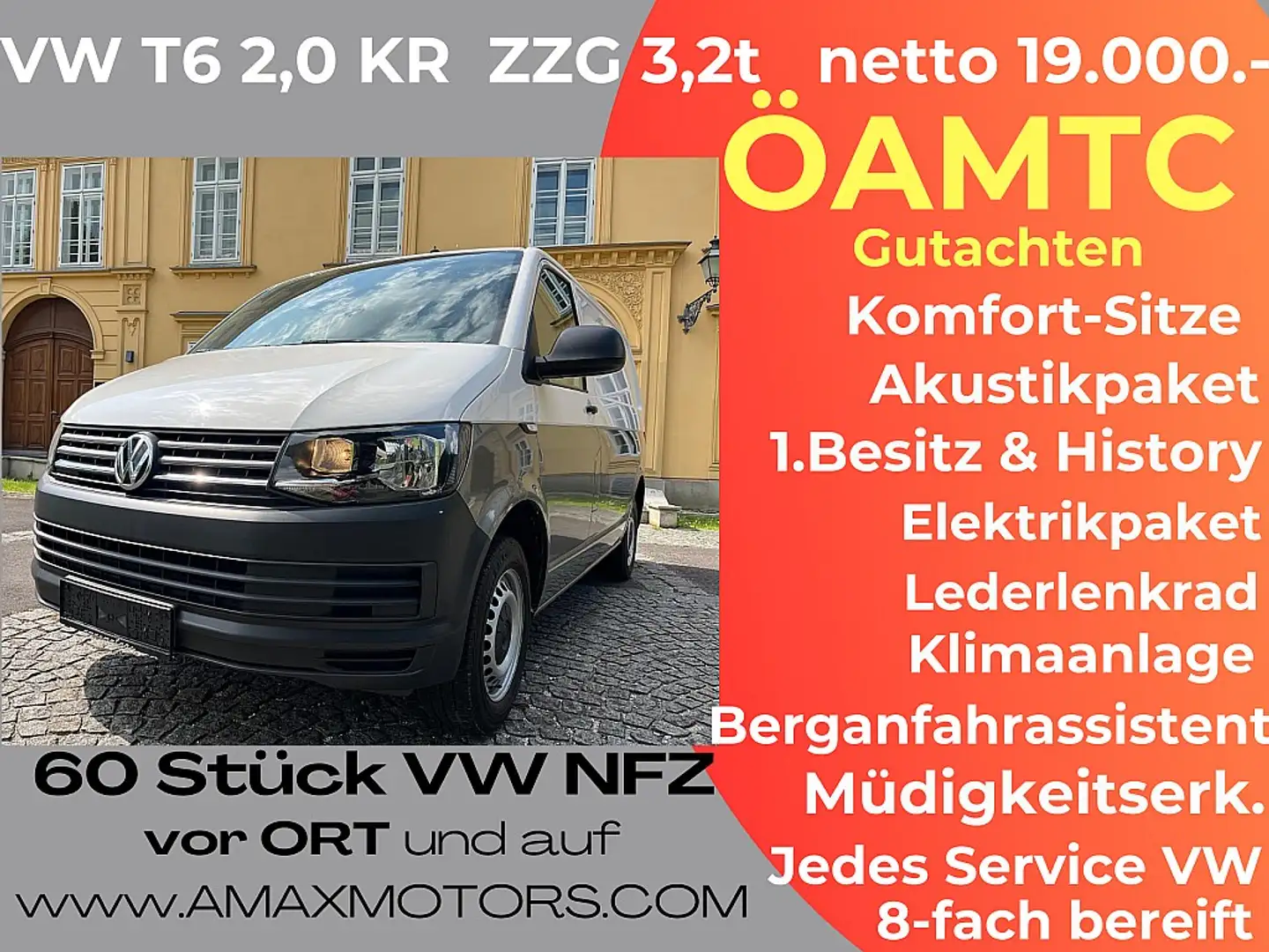 Volkswagen T6 Kasten KR 2,0 TDI Heckklappe, Klima Elektrik... Blanc - 1