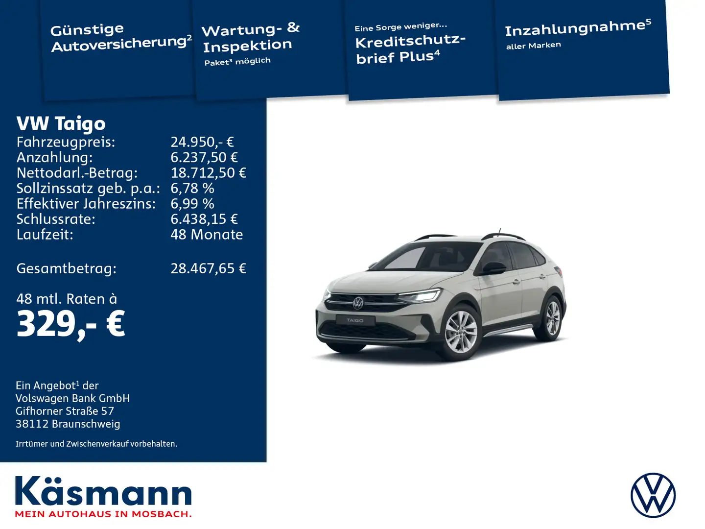 Volkswagen Taigo Goal 1.0TSI NAVI KAM LED SHZ ACC Grau - 1