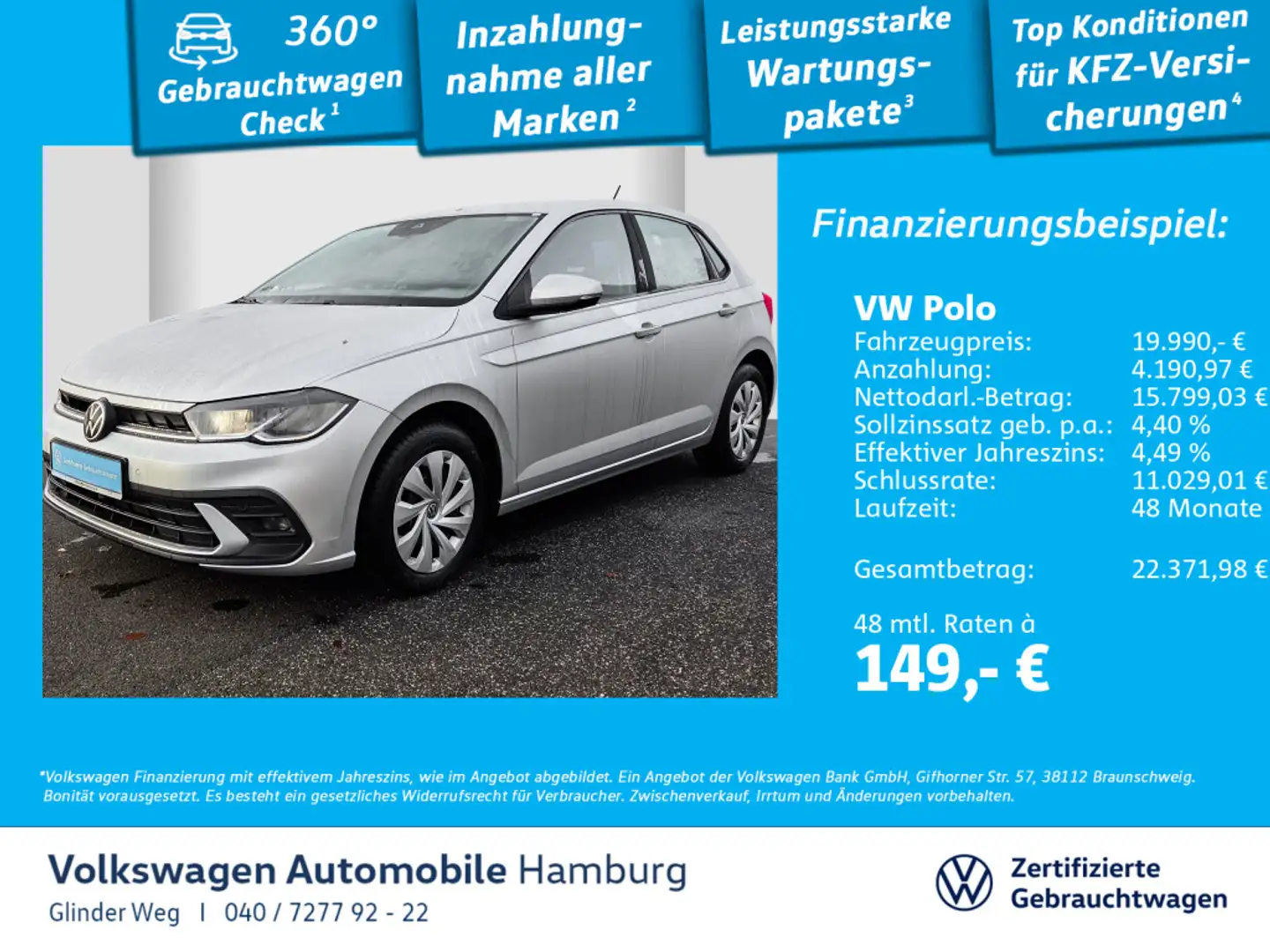 Volkswagen Polo 1.0 TSI Life DSG Navi Ganzjahresreifen Einp Silber - 1