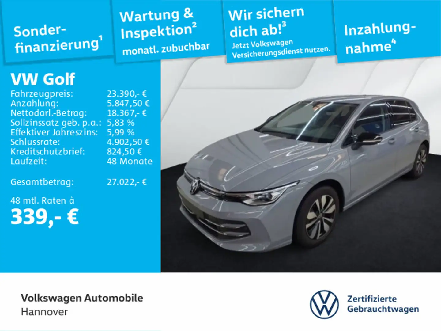 Volkswagen Golf VIII 1.5 TSI Goal Navi AHK LED DigCockpit P Grau - 1