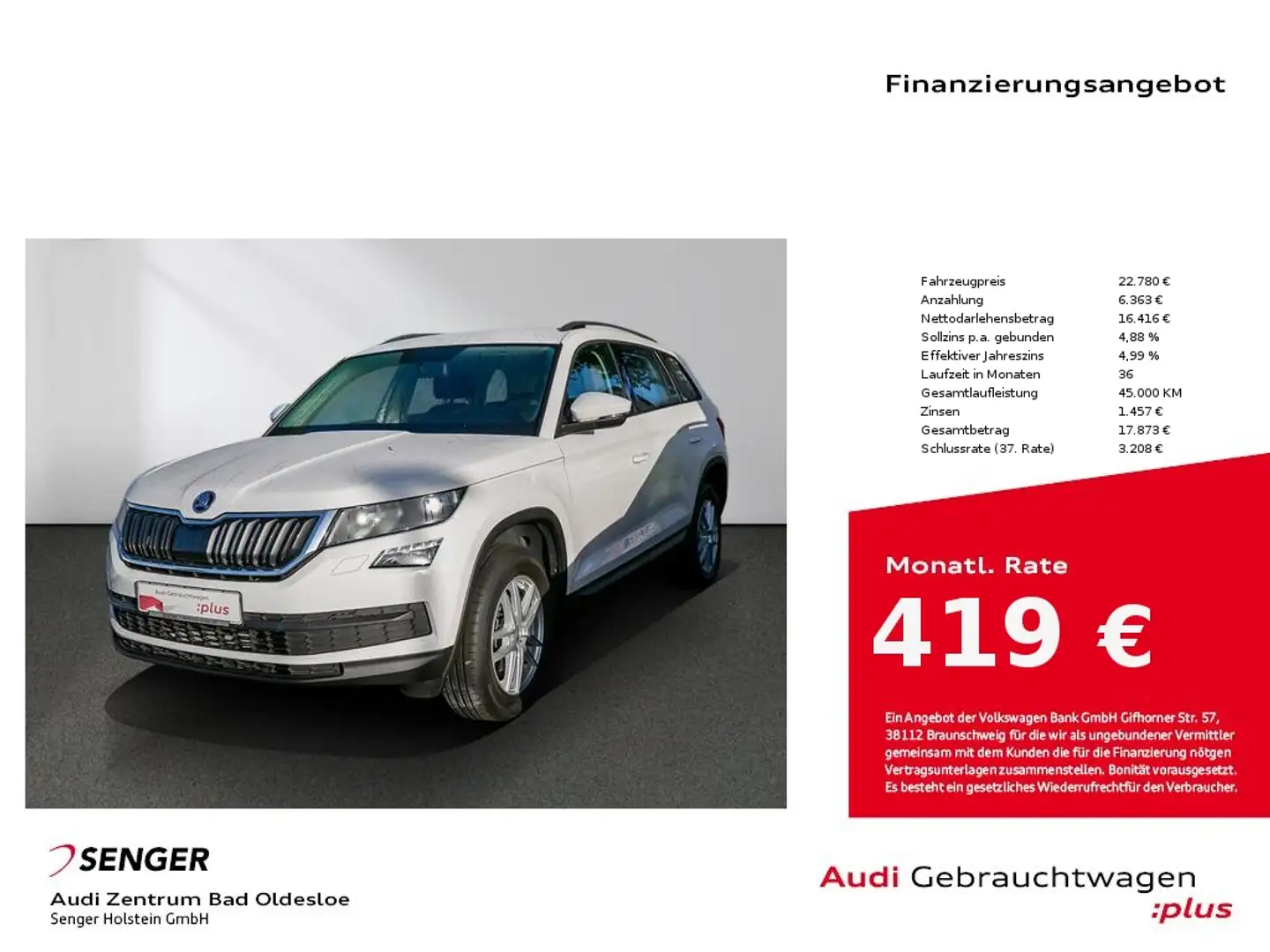 Skoda Kodiaq 1.5 TSI Active DSG PDC SHZ Smart Link Weiß - 1