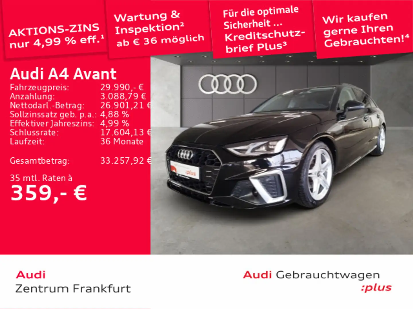 Audi A4 35 TDI S tronic S line Navi Panorama Te Schwarz - 1