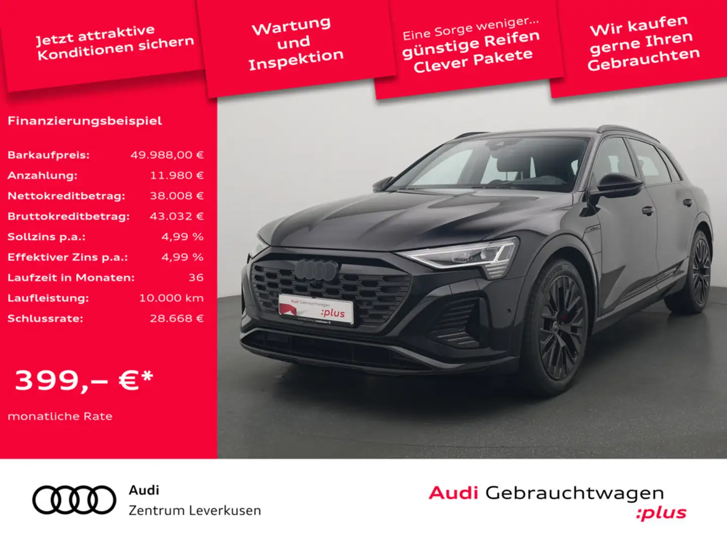 Audi Q8 e-tron 50 quattro ACC AHK PANO B&O NAVI SH Schwarz - 1