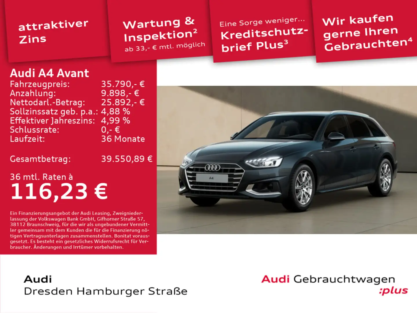 Audi A4 Advanced 40 TDI LED-SW DAB S tronic Grau - 1