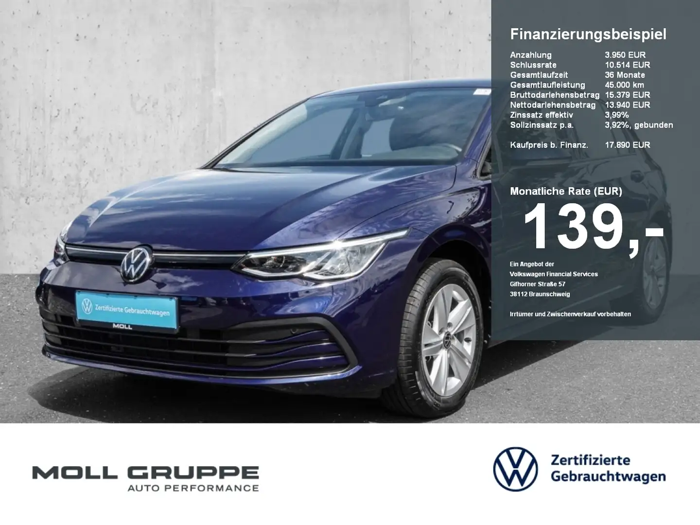 Volkswagen Golf VIII 1.0 TSI Life ALU NAVI Blu/Azzurro - 1