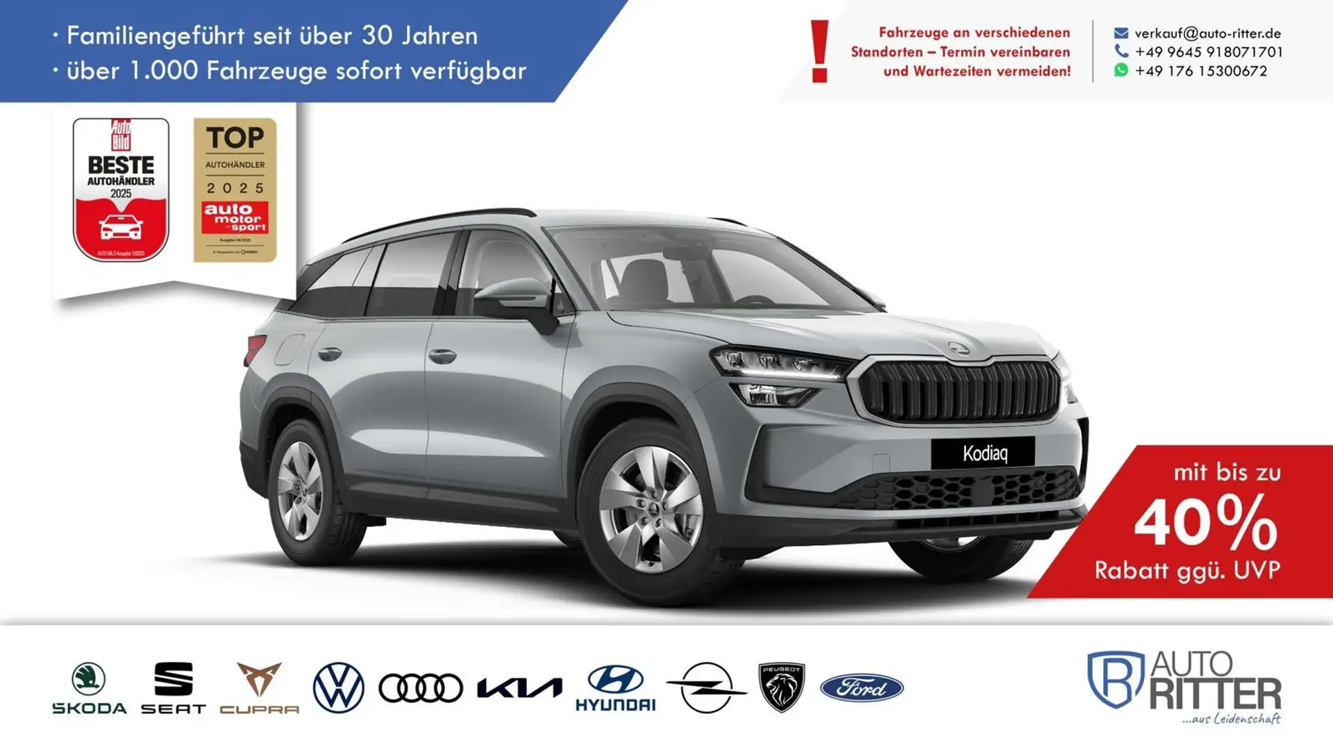 Skoda Kodiaq Selection ACC|AHK|RFK|LED|Carplay|Klim... Silber - 1