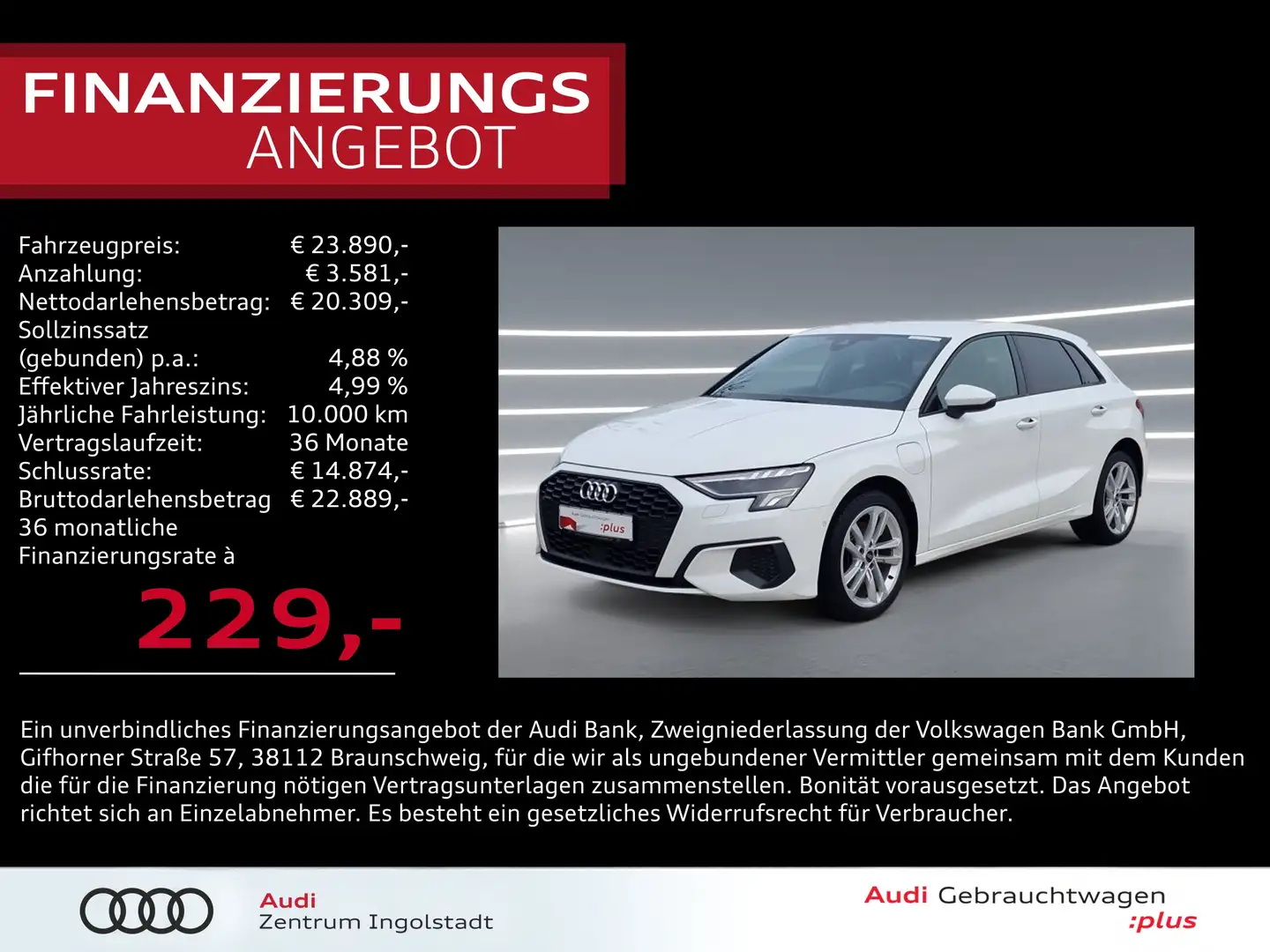 Audi A3 Sportback 40 TFSI e LED AHK ACC NAVI virtual+ Weiß - 1
