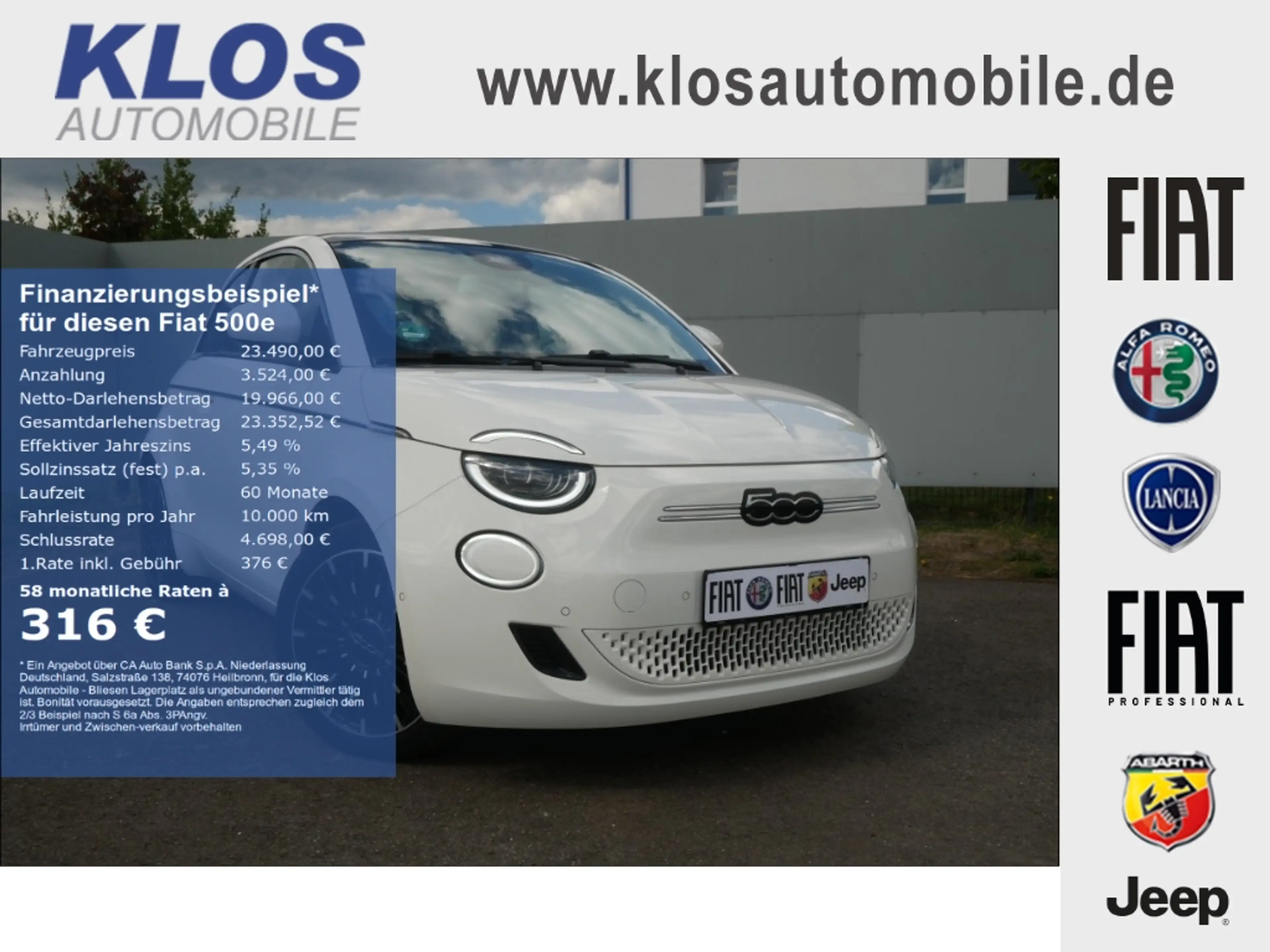 Fiat 500e LA PRIMA AT 42 Kwh 118PS LED GLASDACH NAVI WINTER