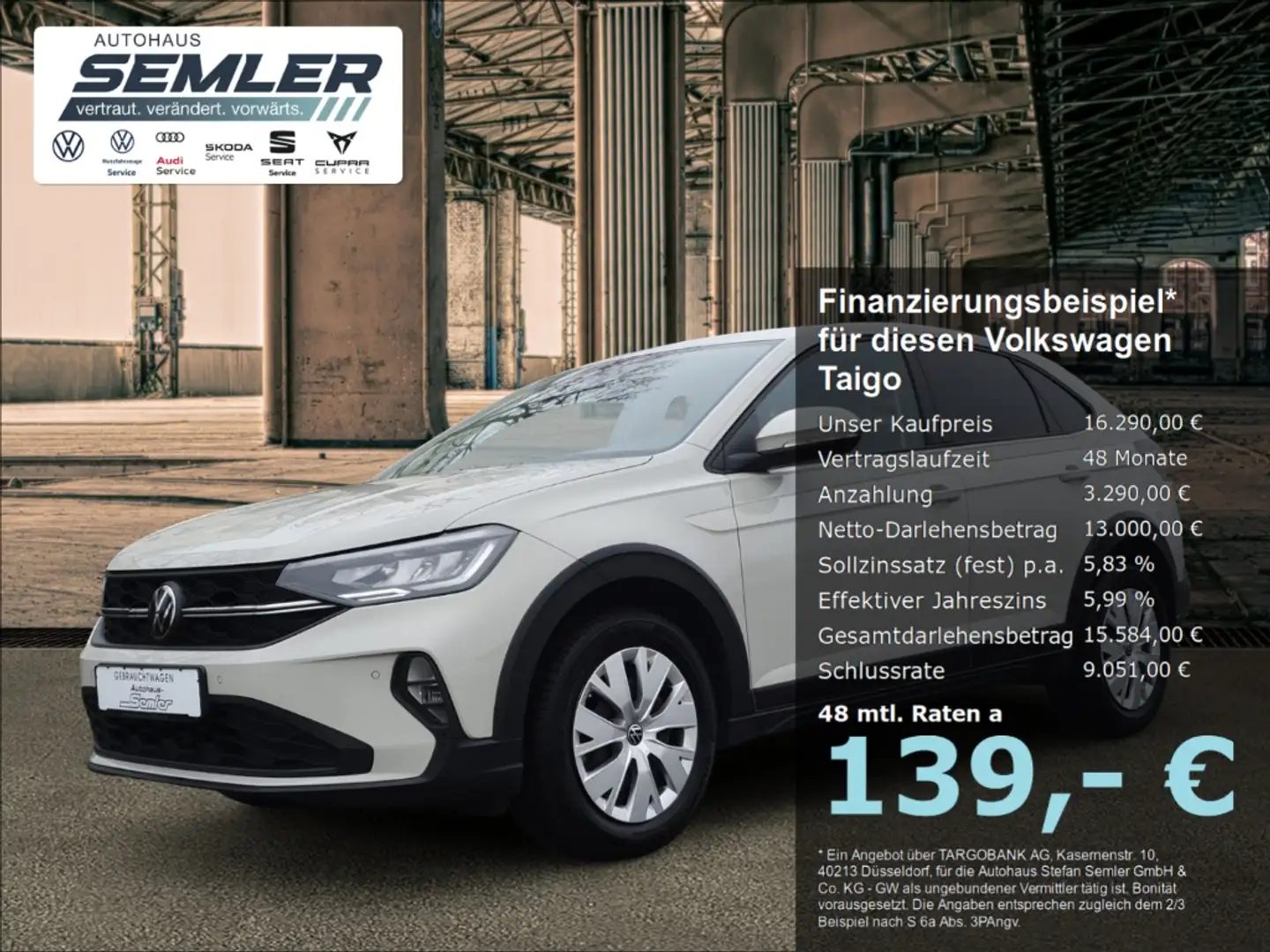 Volkswagen Taigo Basis 1.0l TSI 5-Gang LED APP PDC SHZ Grau - 1