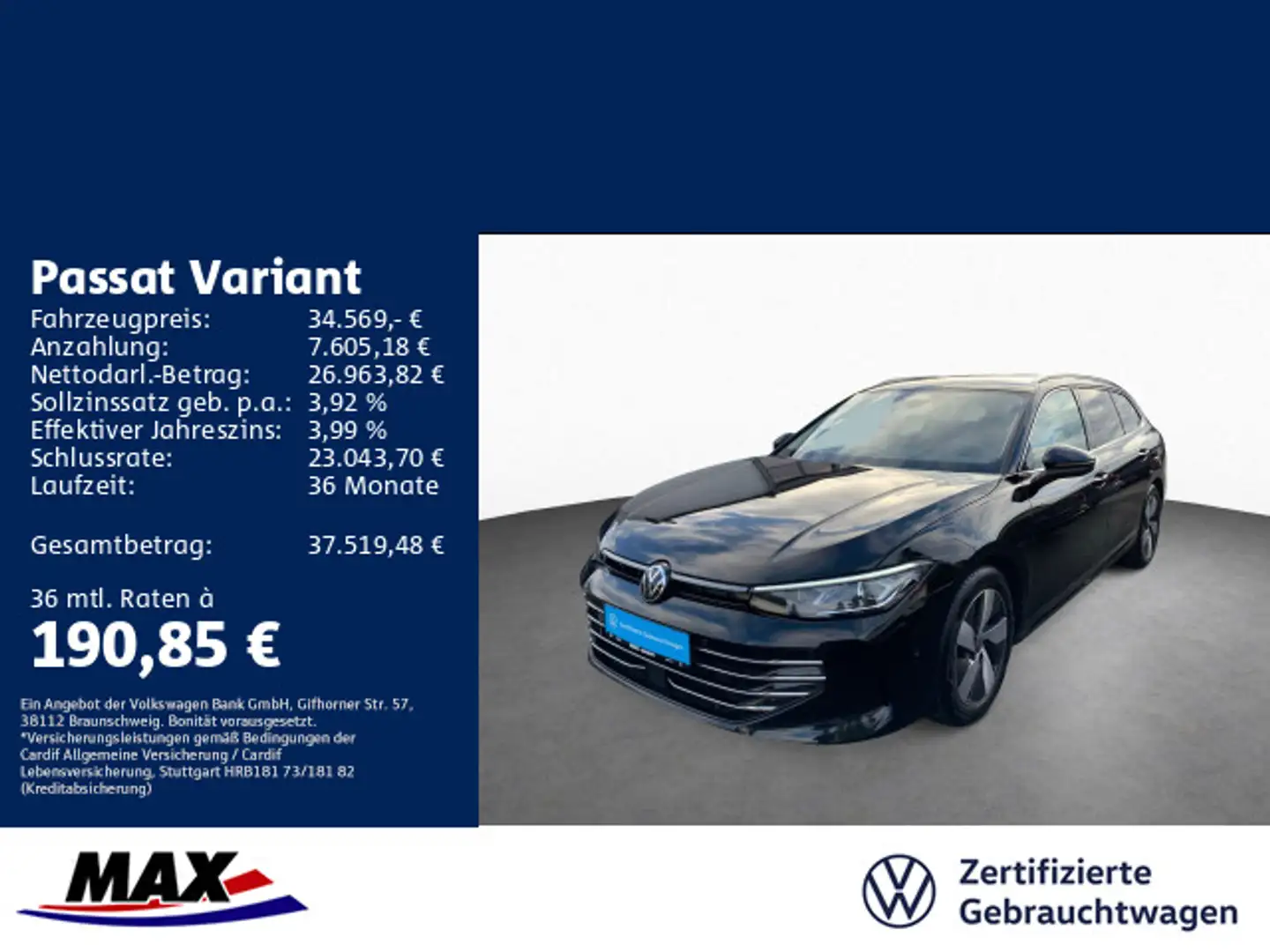 Volkswagen Passat Variant 2.0 TDI DSG ELEGANCE AHK+IQ.LIGHT Schwarz - 1