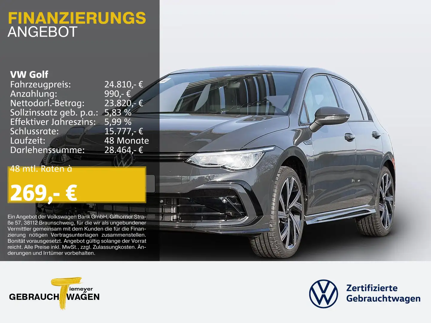 Volkswagen Golf 1.5 TSI R-Line PANO KEYLESS HARMAN LM18 Grau - 1