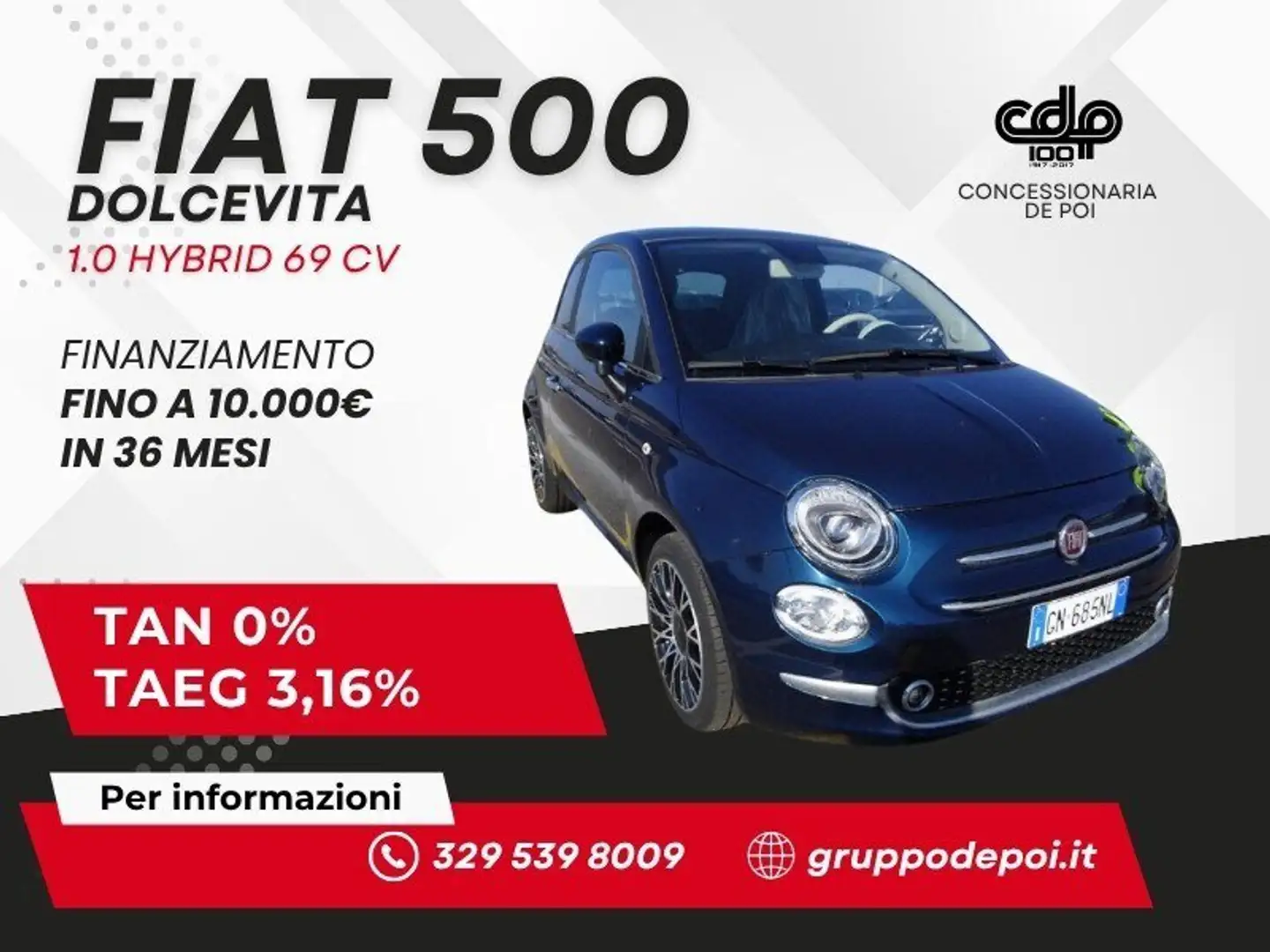 Fiat 500 500 1.0 Hybrid Dolcevita Azul - 1