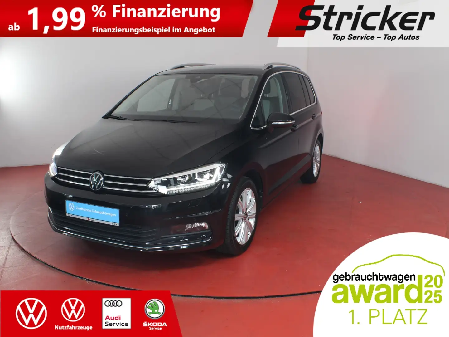 Volkswagen Touran Highline 2.0TDI DSG 303,-ohne Anzahlung Navi AHK Schwarz - 2