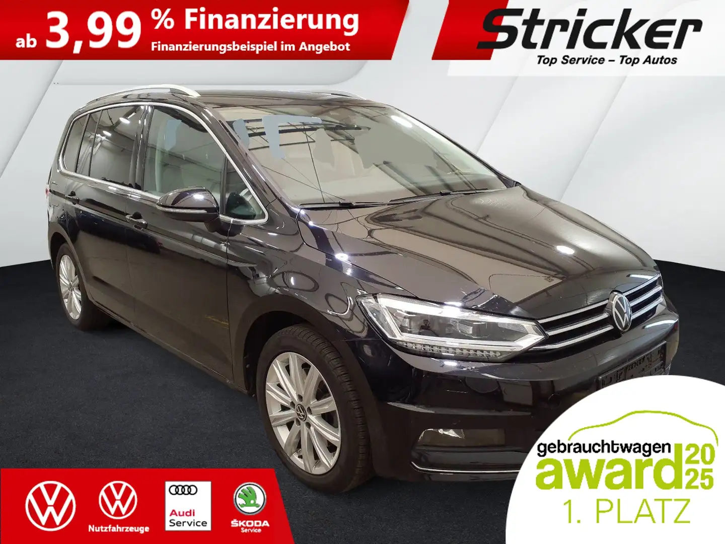 Volkswagen Touran Highline 2.0TDI DSG 355,-ohne Anzahlung Navi AHK Schwarz - 2