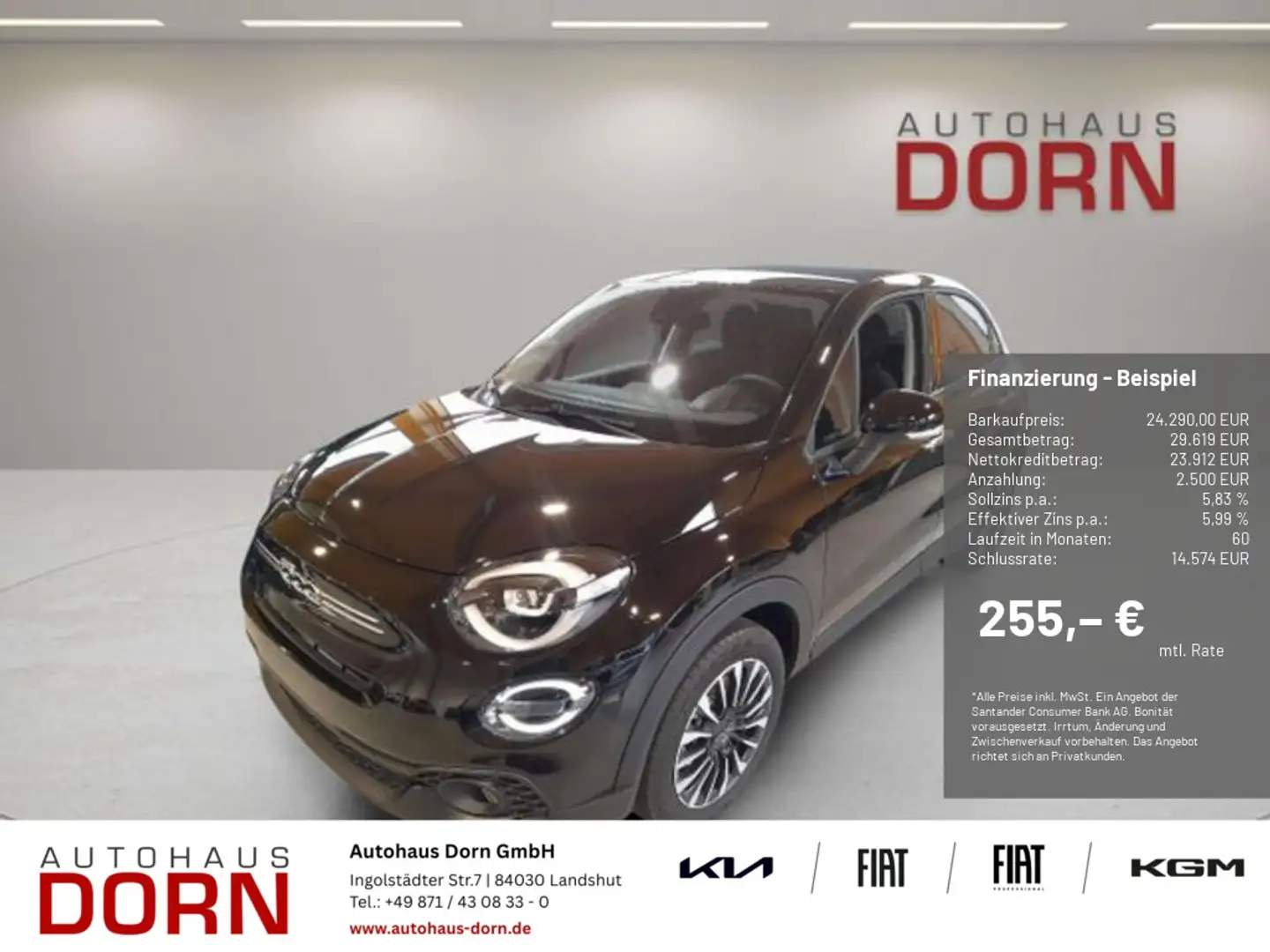 Fiat 500X Dolcevita 1.5 GSE Hybrid mit Faltdach Schwarz - 1