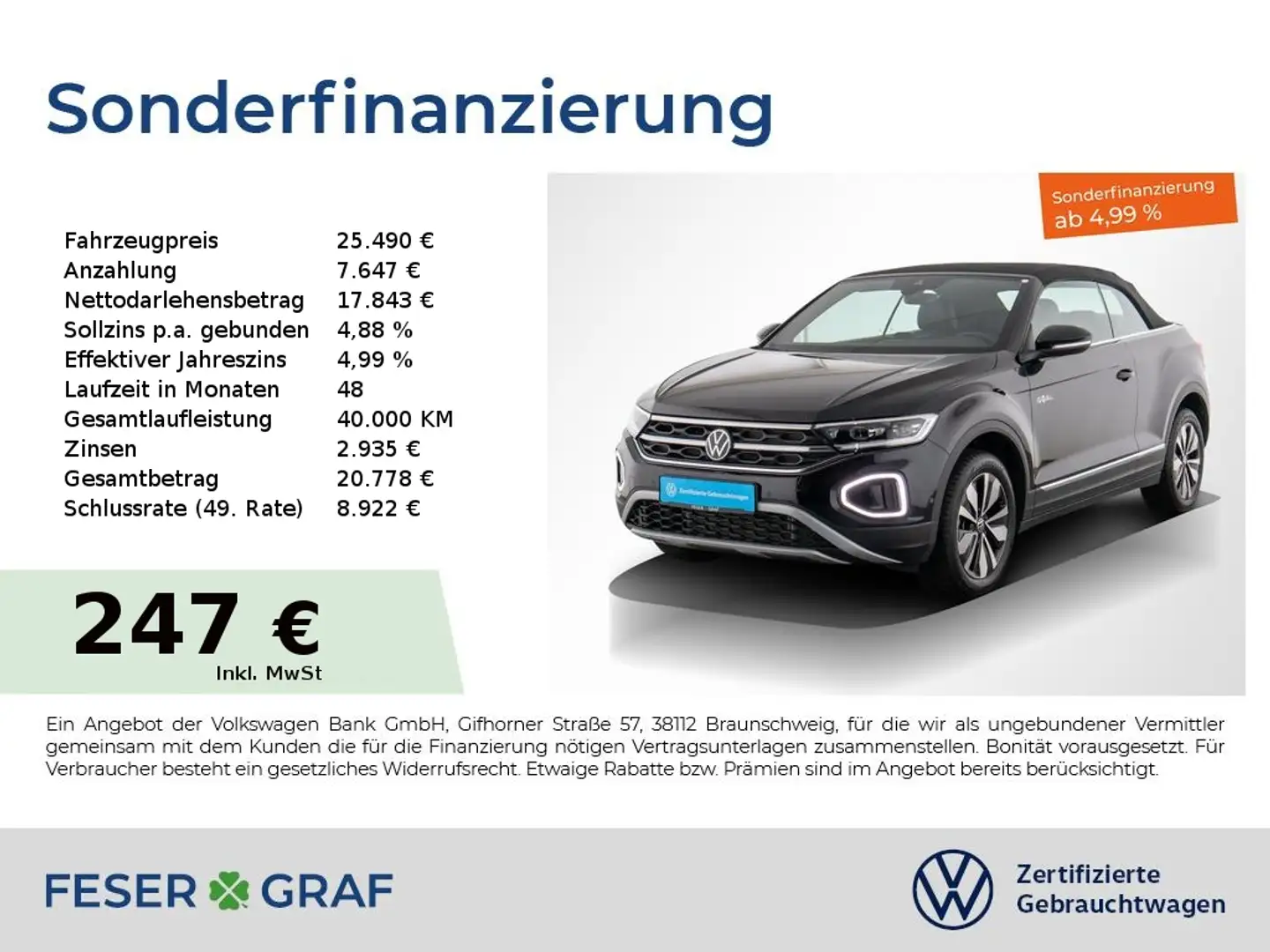 Volkswagen T-Roc Cabriolet 1.0TSI Goal Rückfahrkamera Navi Schwarz - 1