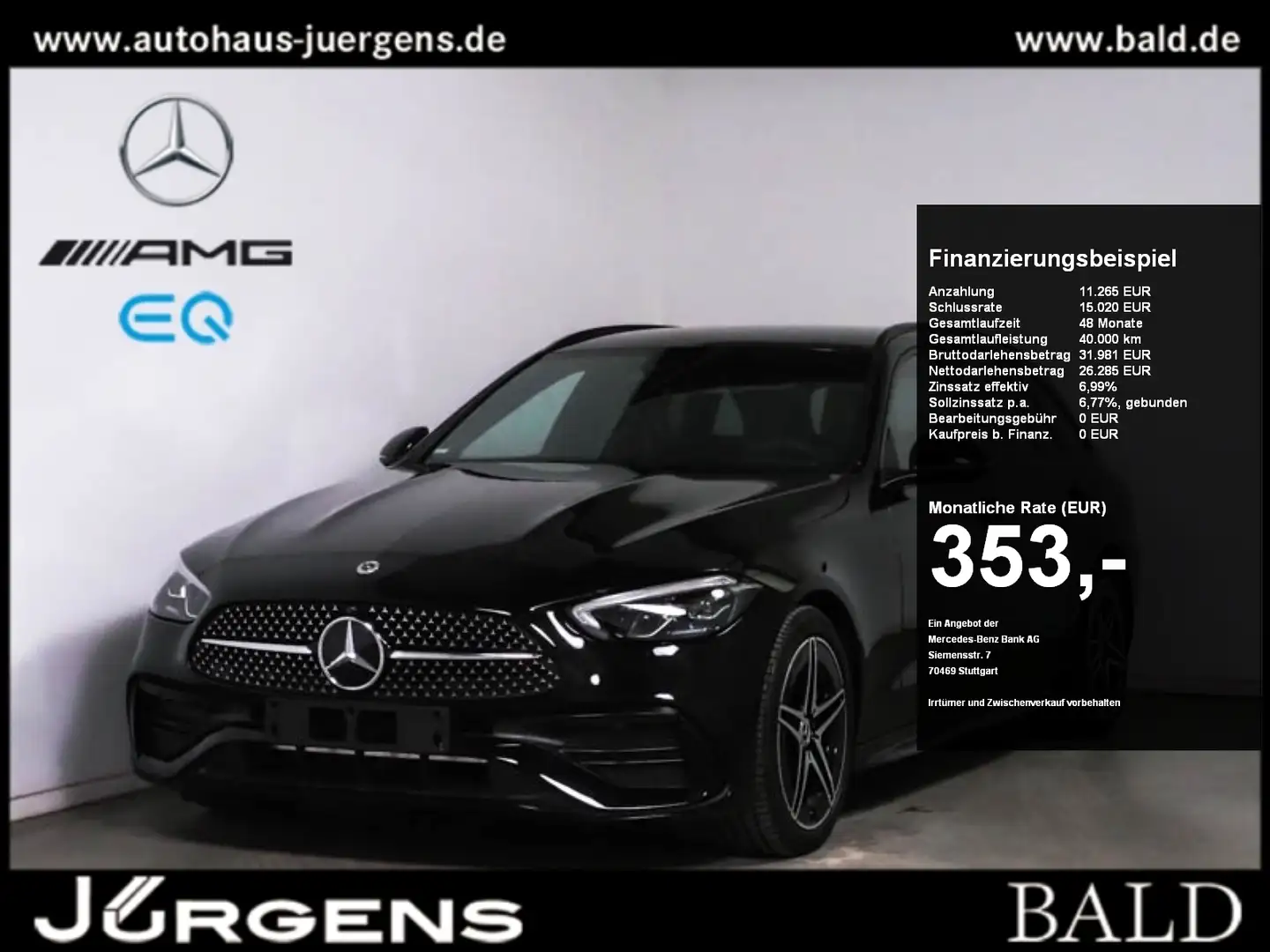 Mercedes-Benz C 180 T AMG-Sport/LED/360/Night/Distr/Totw/Memo Siyah - 1