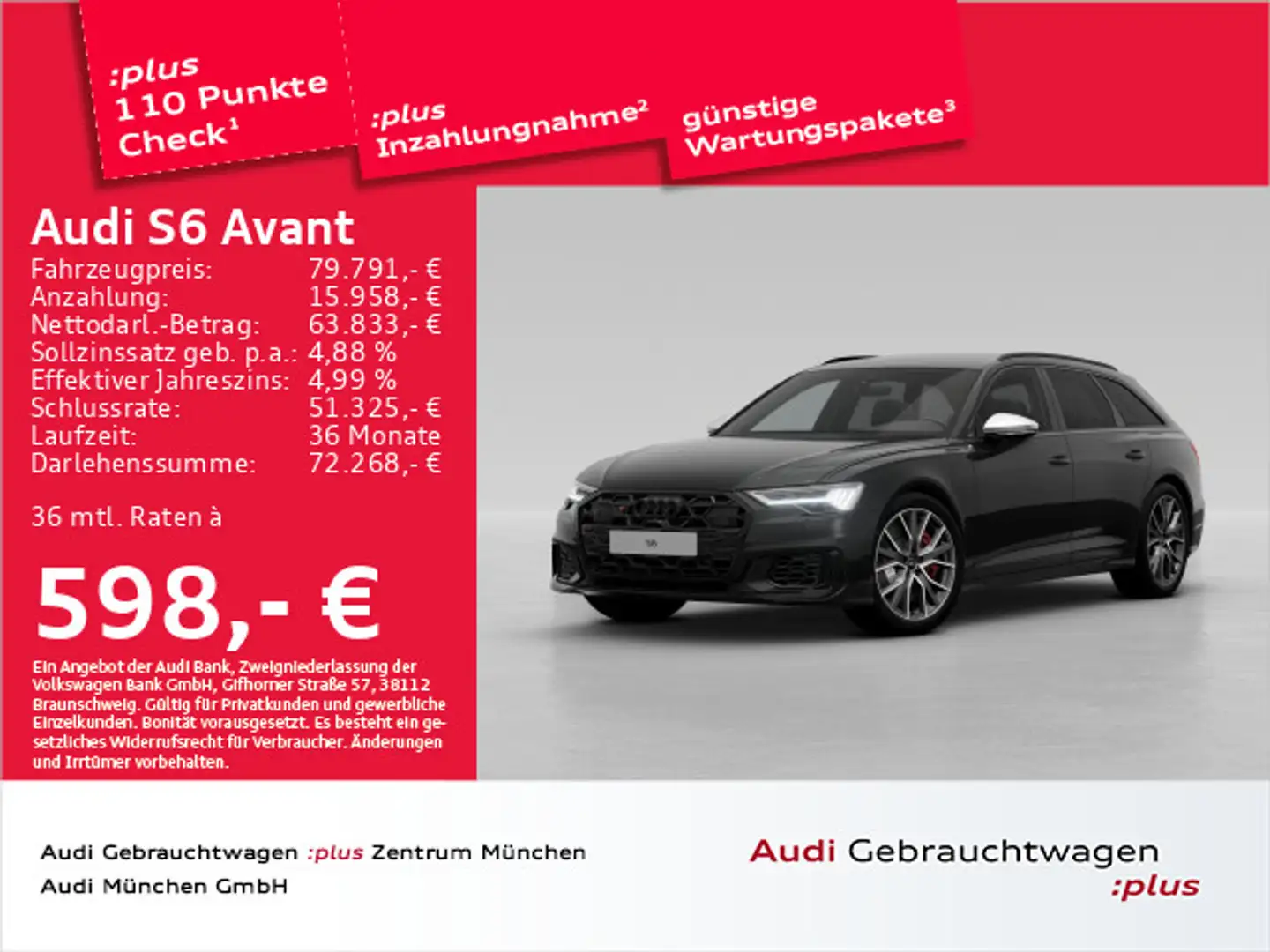 Audi S6 TDI Luftfed/AHK/B&O/StdHzg Schwarz - 1