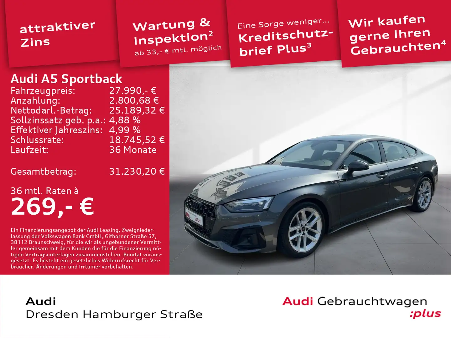 Audi A5 35 TFSI S line AHZV Gris - 1