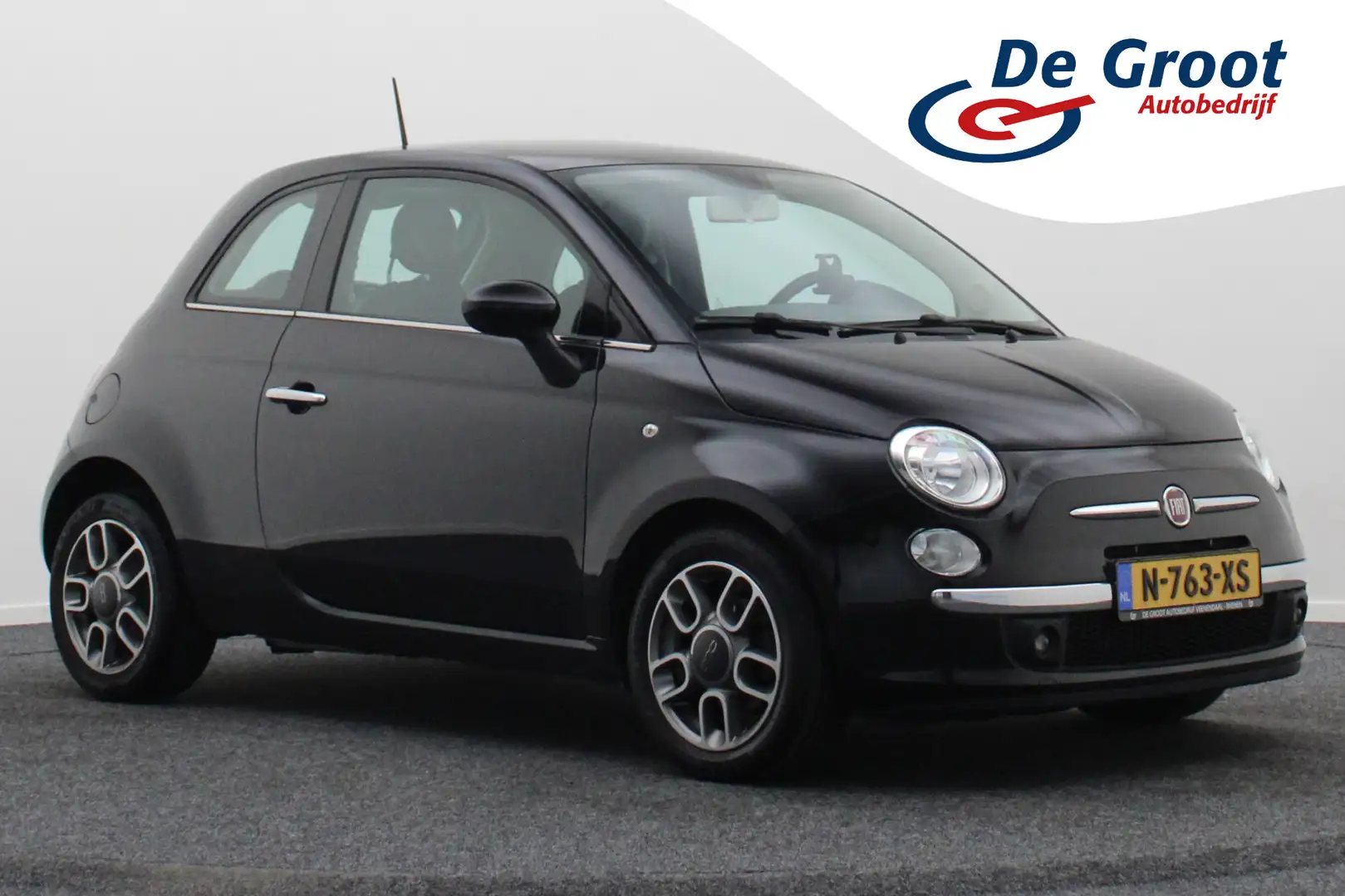 Fiat 500 0.9 TwinAir Turbo Airco, Panoramadak, PDC, Elektri Zwart - 1