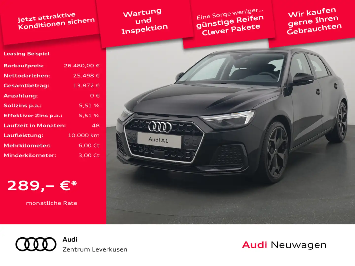 Audi A1 Sportback TFSI advanced LED APP-CONNECT VI Schwarz - 1