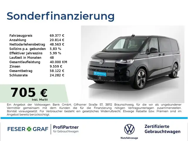 Volkswagen T7 Multivan 2.0TDI Style Lang DSG 7Sitze AHK DCC LED Standheiz