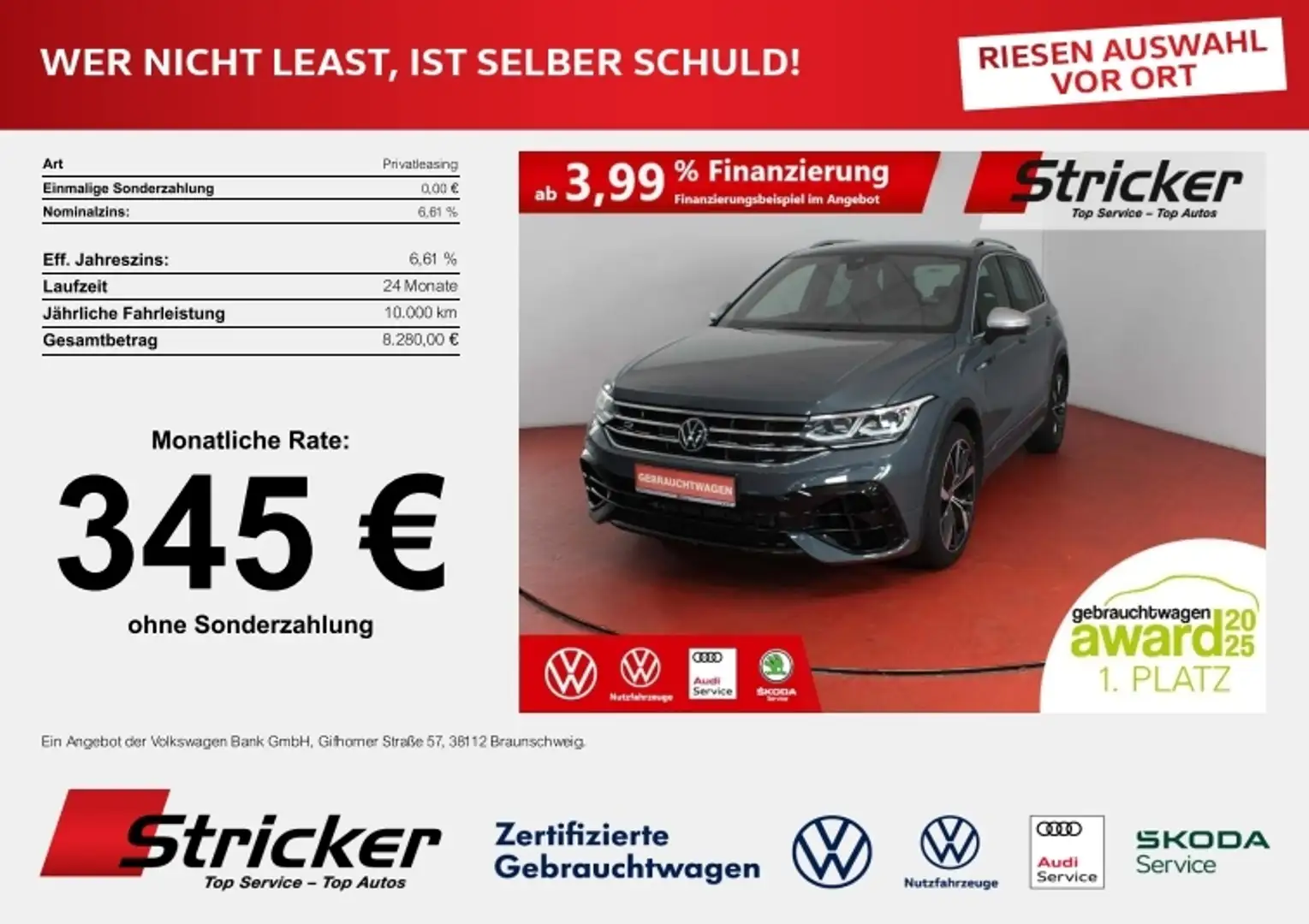 Volkswagen Tiguan R 2.0TSI 345,-ohne Anzahlung Kamera Keyless Grau - 1