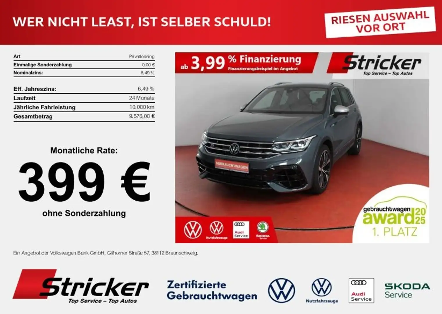 Volkswagen Tiguan R 2.0TSI 399,-ohne Anzahlung Kamera Keyless Grau - 1