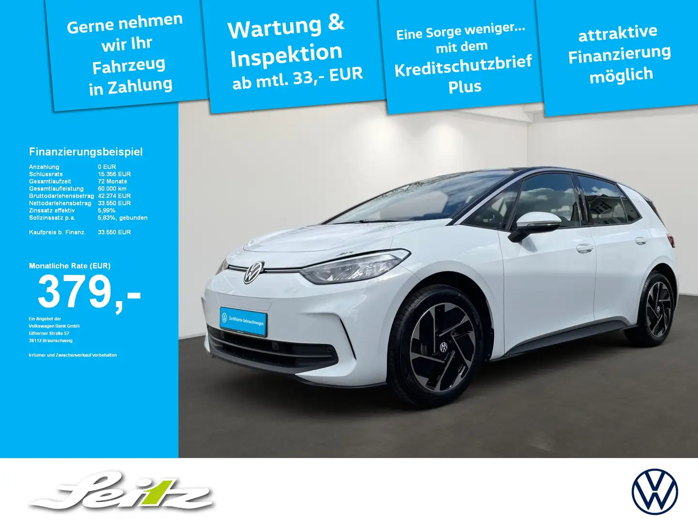 Volkswagen ID.3 Pro 62kwh *LED*NAVI*PARKSENSOR*SITZH*WÄRMEPUMPE* Wit - 1