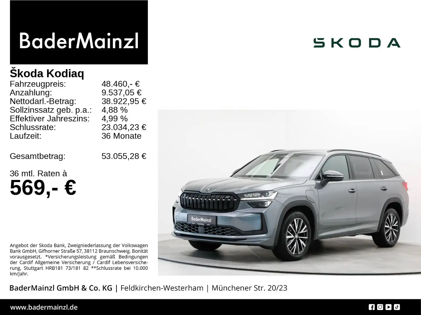 Skoda Kodiaq 1.5 TSI iV DSG Sportline AHK Pano HUD 360 Grau - 1