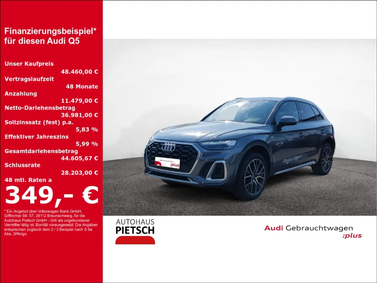 Audi Q5 40 TDI quattro S line Matrix Pano 360° Keyless Grau - 1