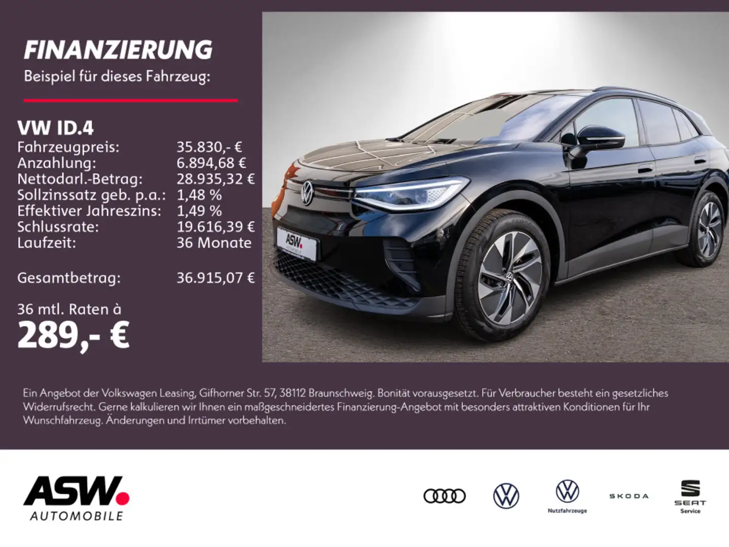 Volkswagen ID.4 Pure Performence LED NAVI AHK WÄRMEPUMPE Schwarz - 1