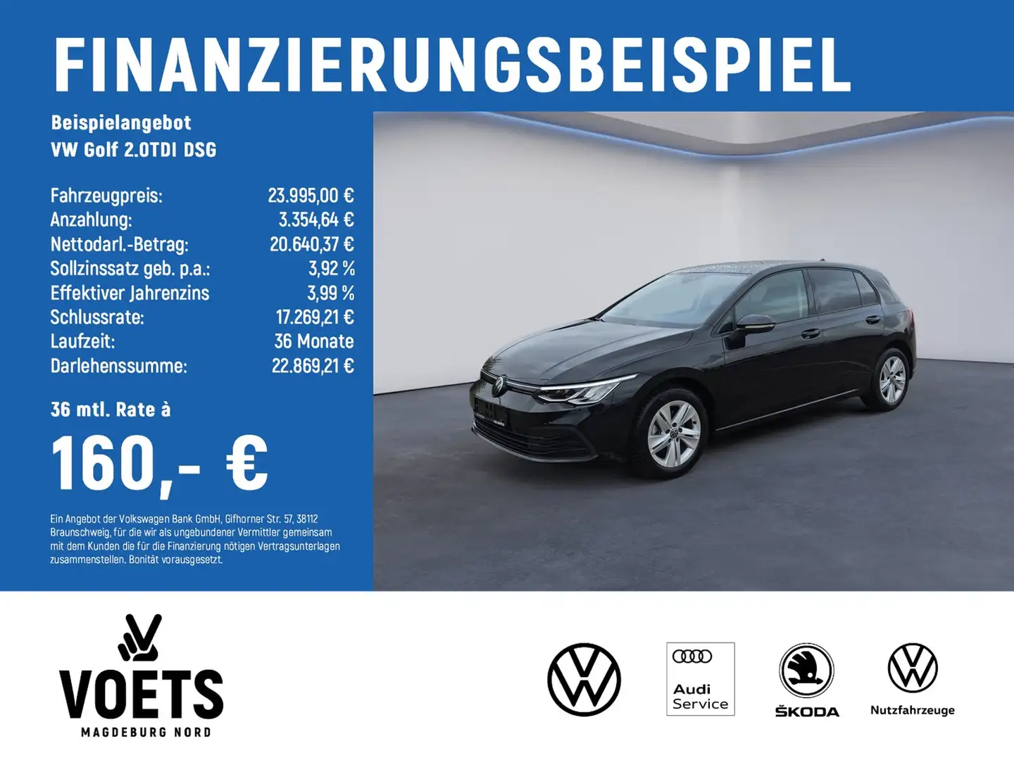 Volkswagen Golf 2.0TDI DSG Life LED+NAVI+ACC+PDC+DAB+ Noir - 2