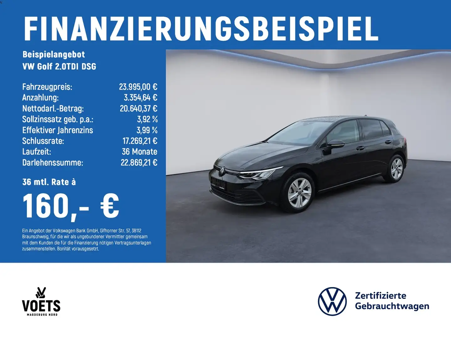 Volkswagen Golf 2.0TDI DSG Life LED+NAVI+ACC+PDC+DAB+ Noir - 2