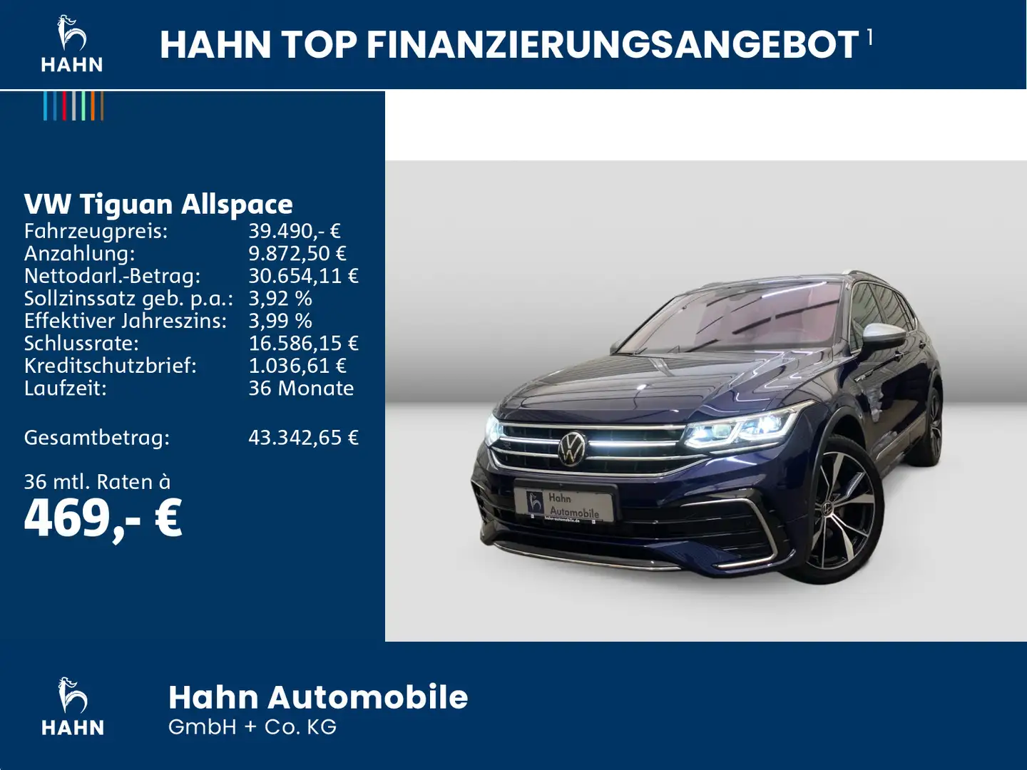 Volkswagen Tiguan Allspace 2.0 TDI R-Line 4Mo Stand DCC AHK Blau - 2