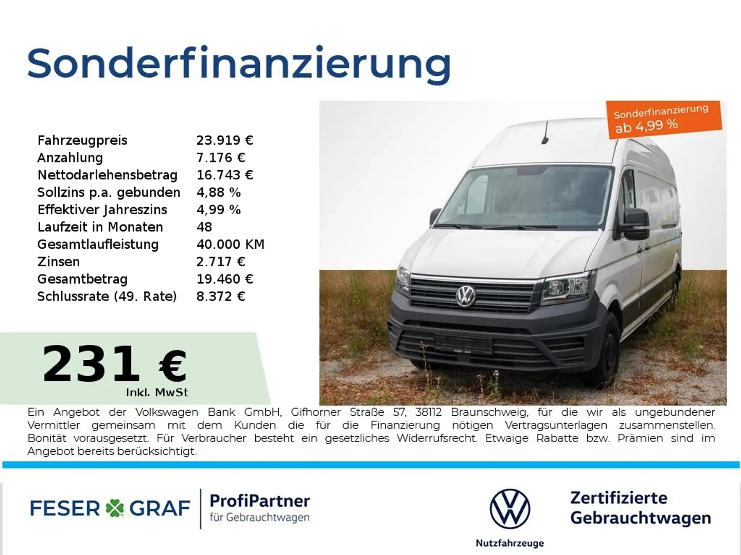 Volkswagen Crafter 2.0TDI Kasten LR Superhochdach 2xSchiebetüre Weiß - 1