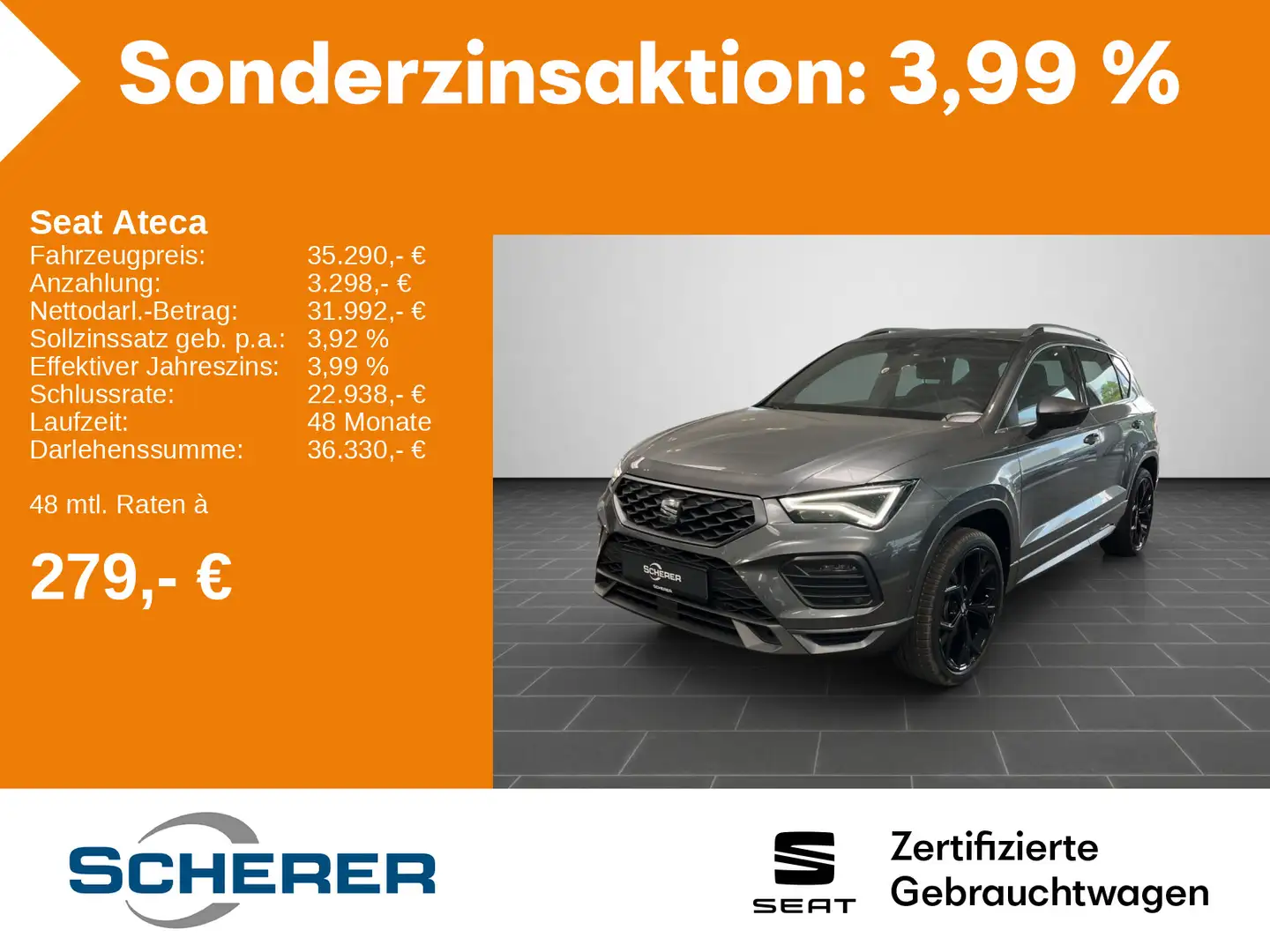 SEAT Ateca FR 2.0 TDI DSG, AHK Gris - 1